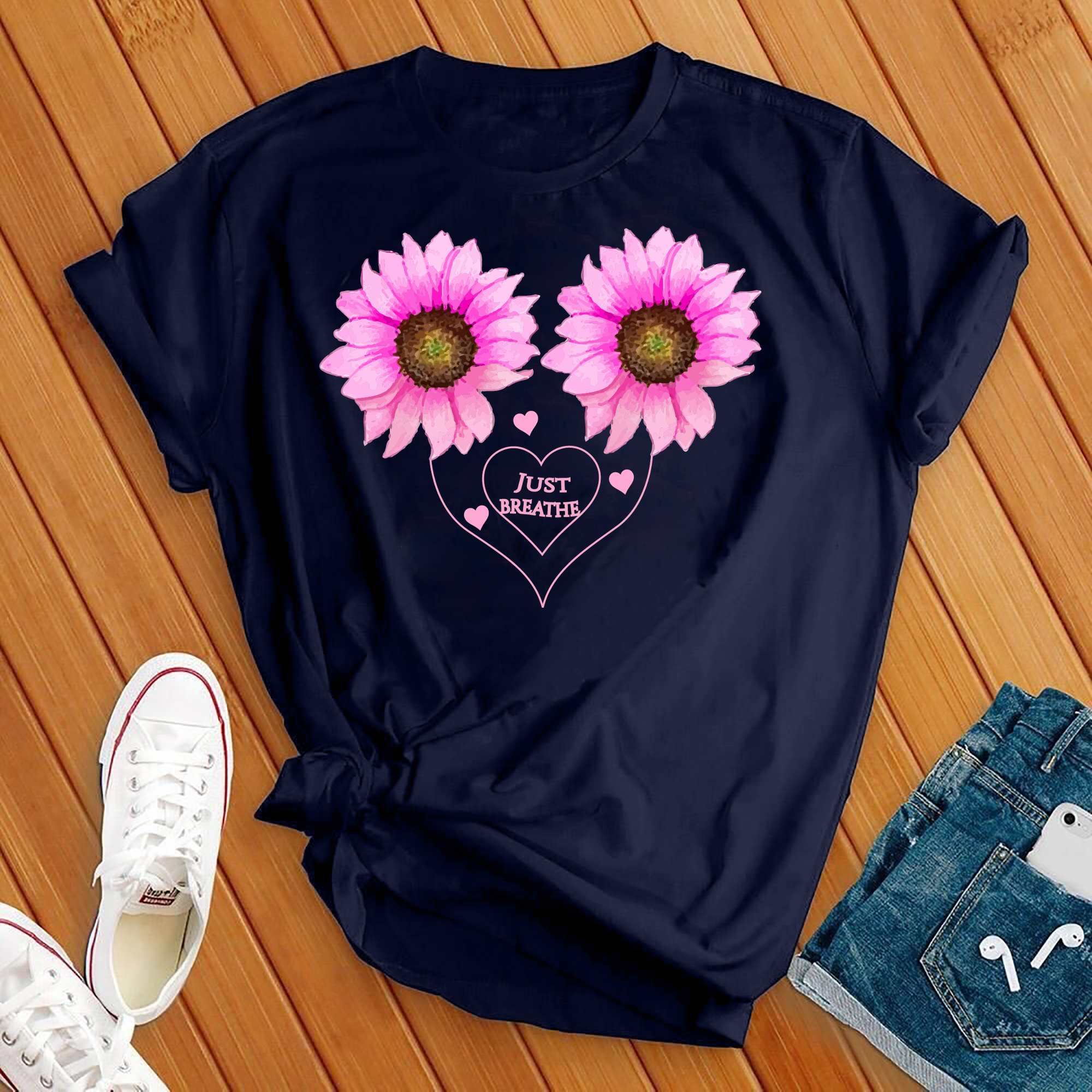 Just Breathe Sunflower Heart Tee