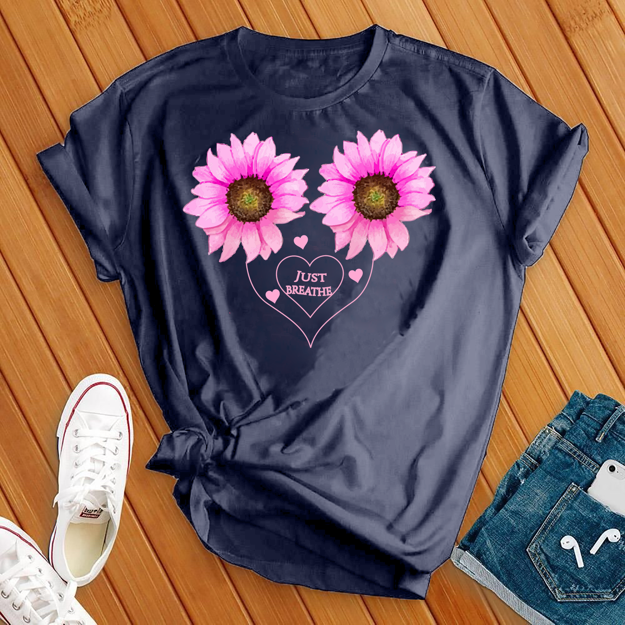 Just Breathe Sunflower Heart Tee