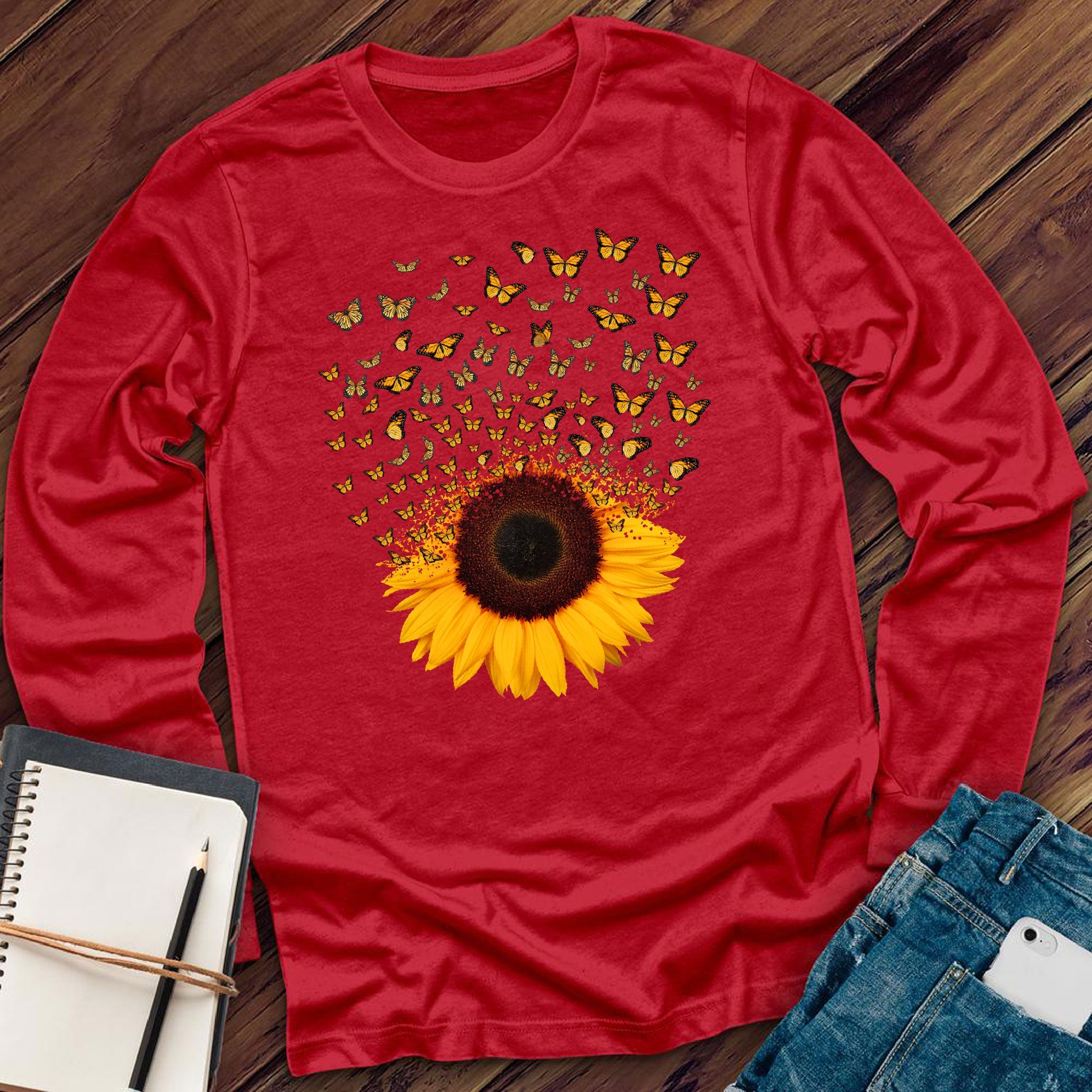 Adorable Butterfly Sunflower Long Sleeve - Love Tees