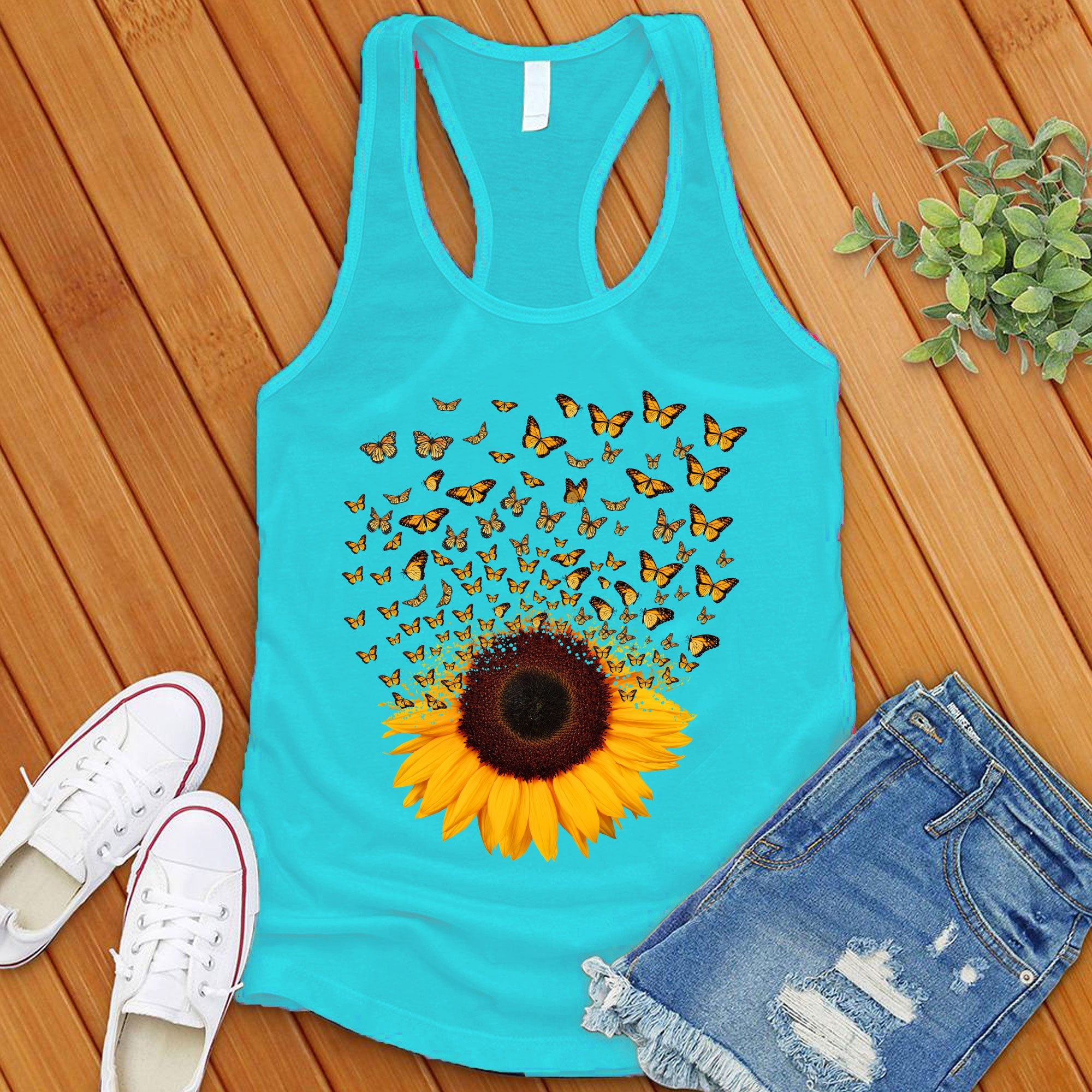 Adorable Butterfly Sunflower Women's Tank Top - Love Tees