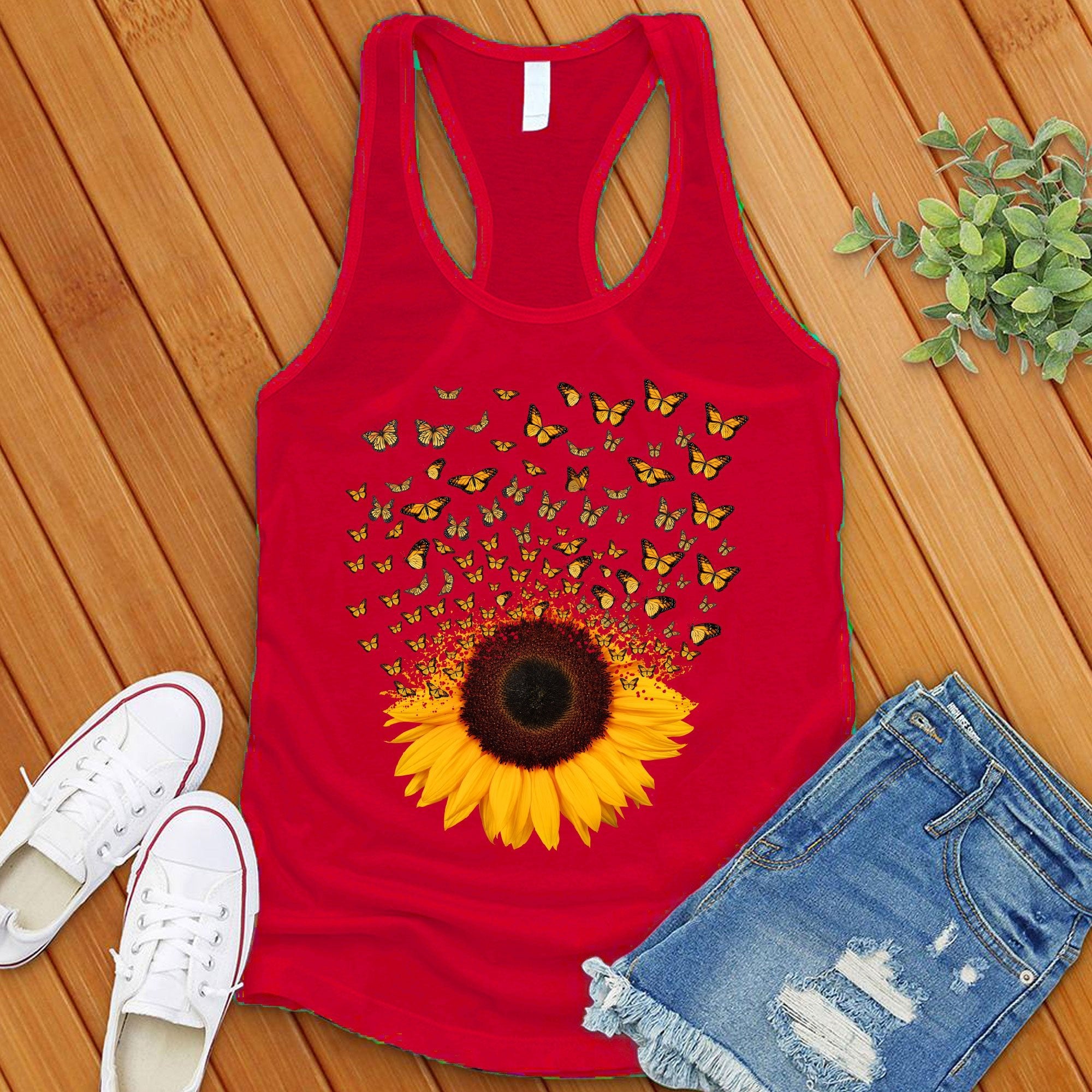 Adorable Butterfly Sunflower Women's Tank Top - Love Tees