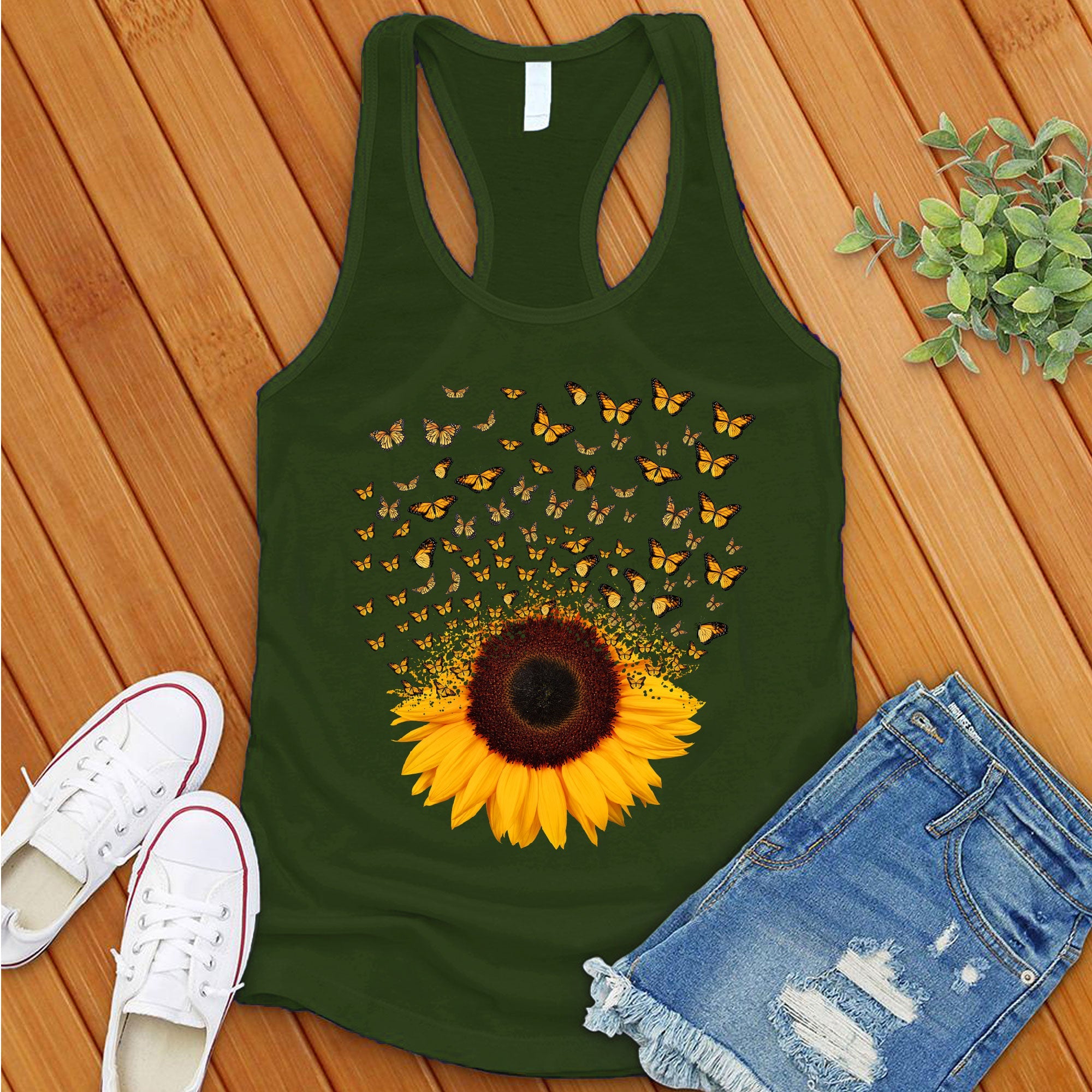 Adorable Butterfly Sunflower Women's Tank Top - Love Tees