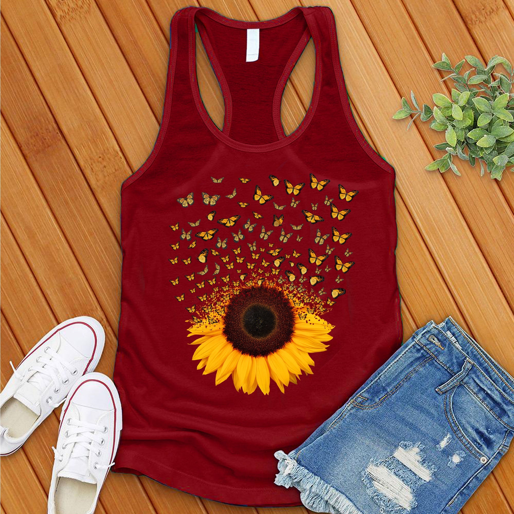 Adorable Butterfly Sunflower Women's Tank Top - Love Tees