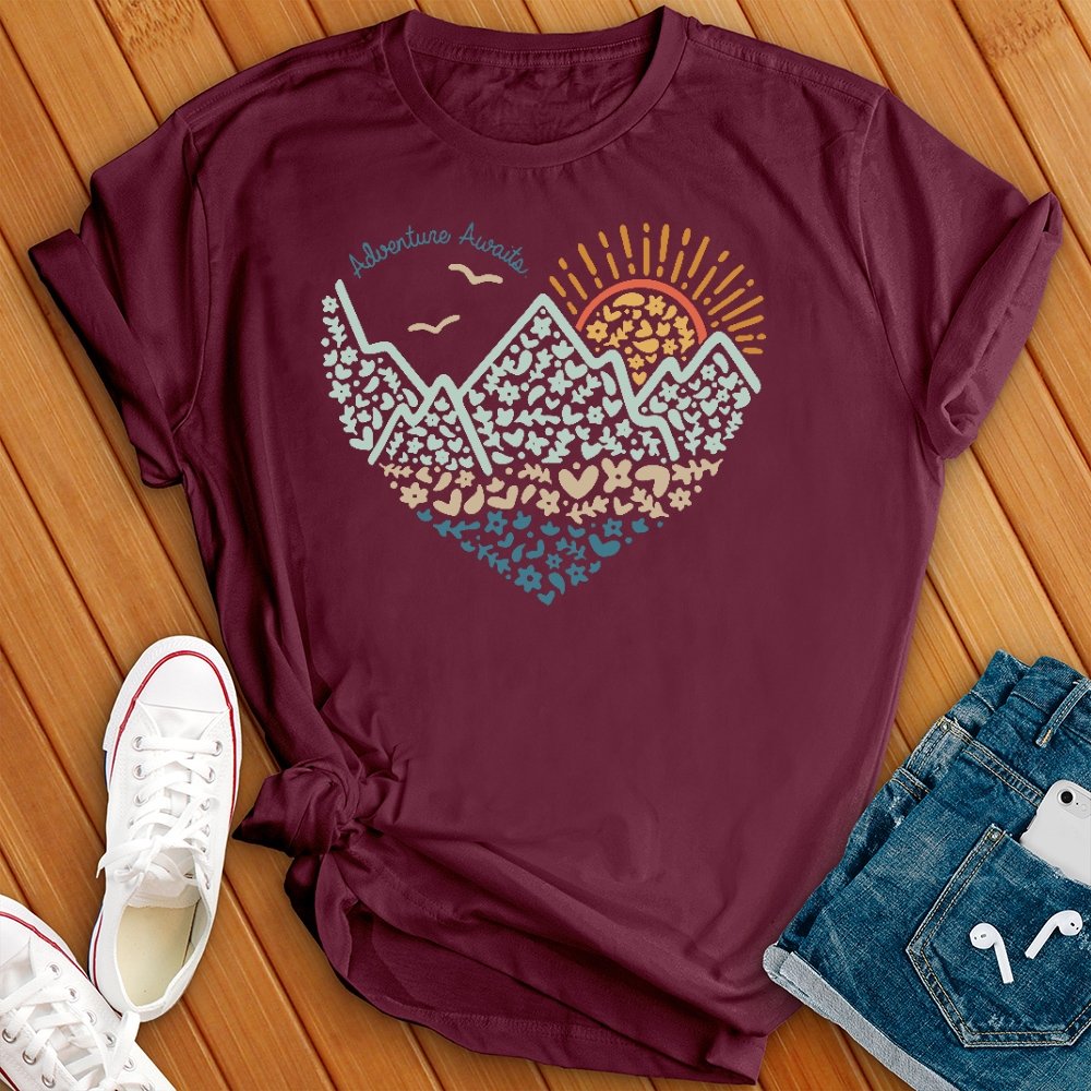 Adventure Awaits Heart Tee - Love Tees