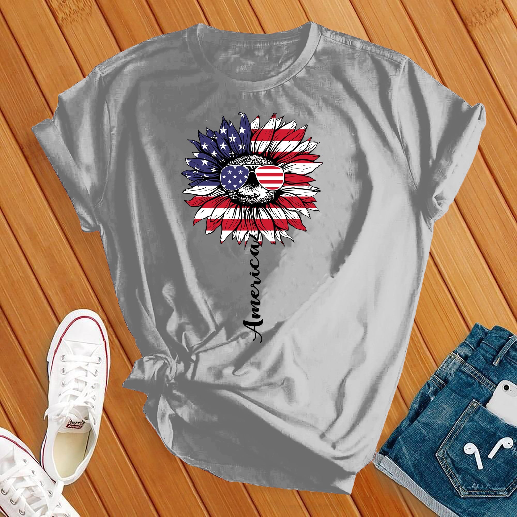 America 4th Of July Flower Tee - Love Tees