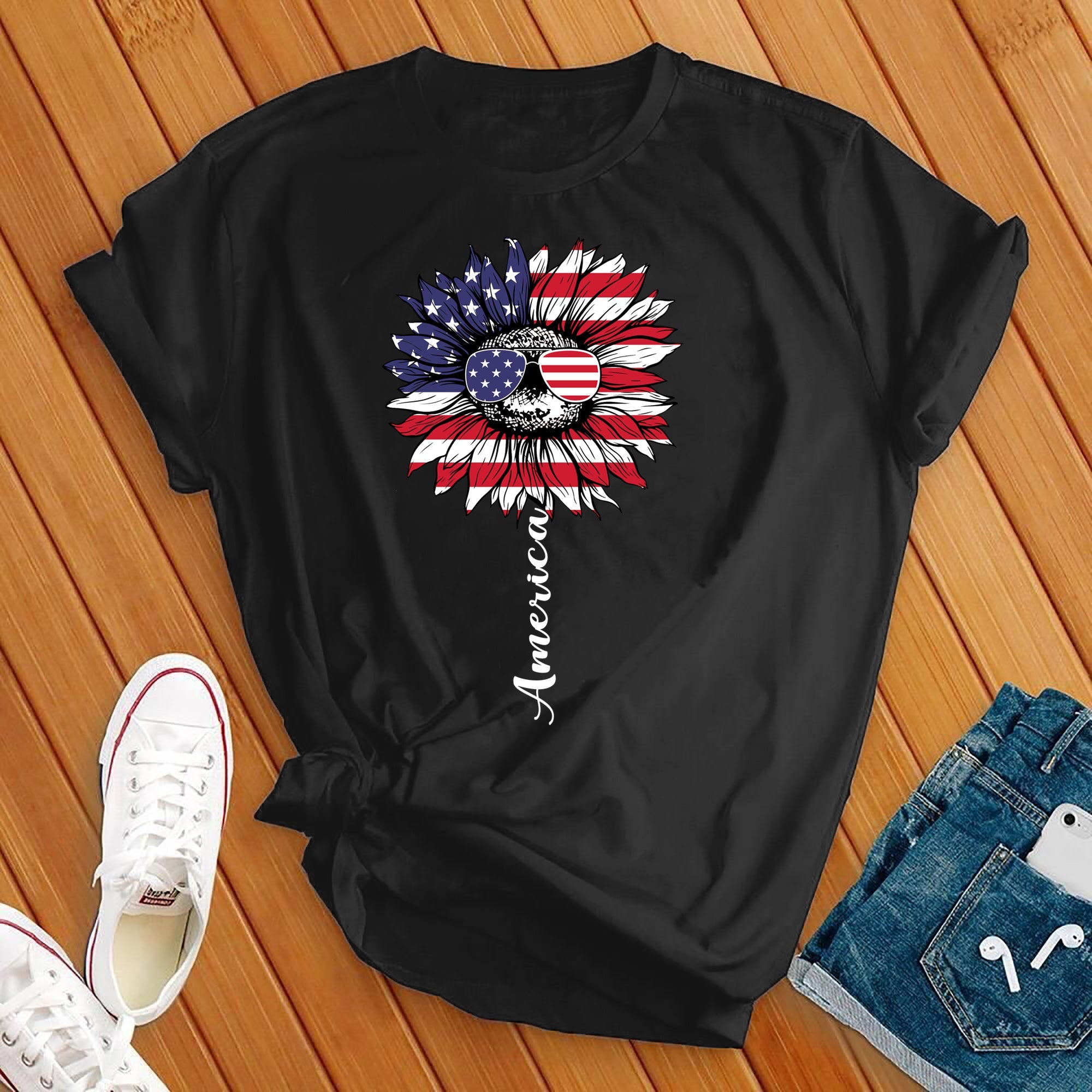 America 4th Of July Flower Tee - Love Tees