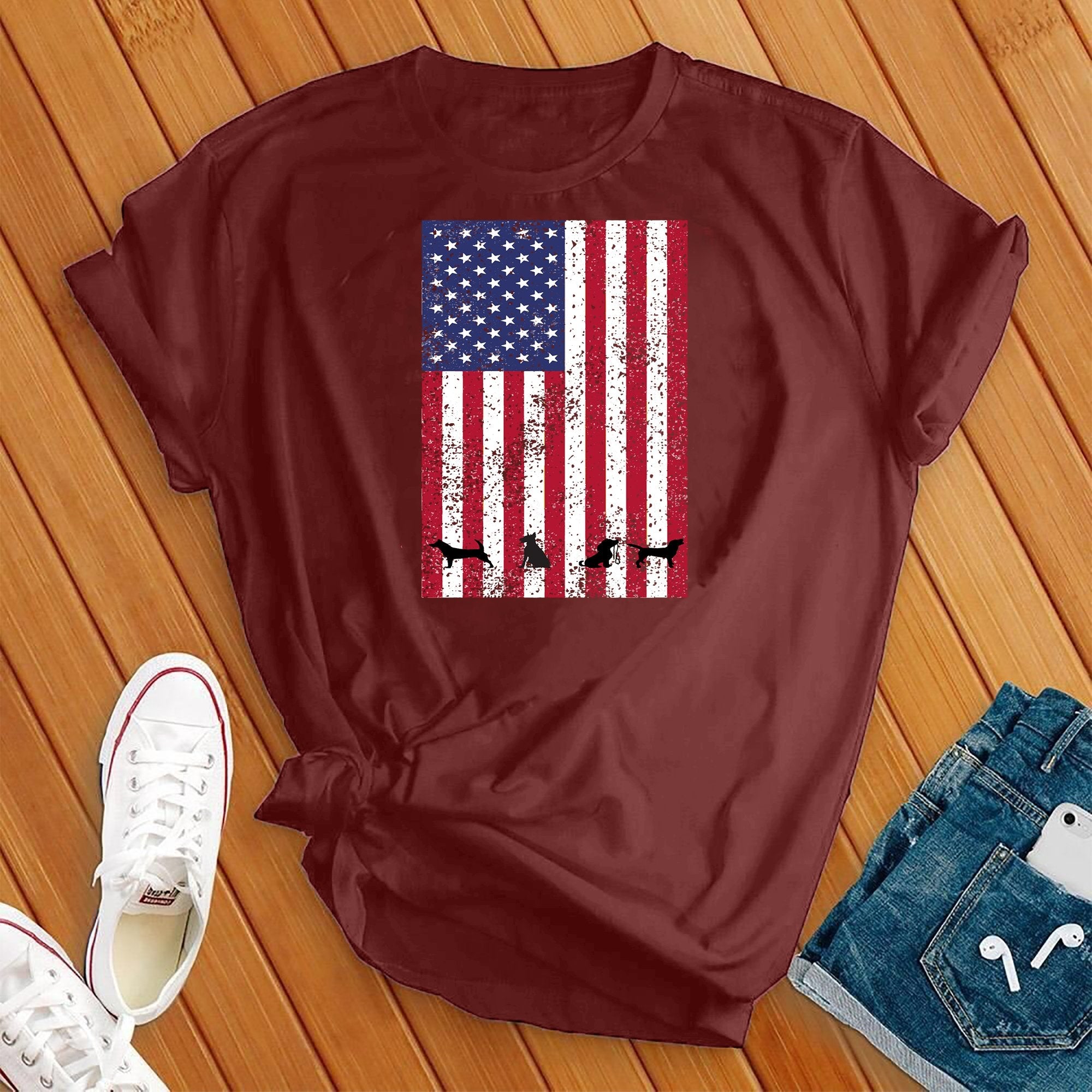 American Flag Dogs Tee - Love Tees