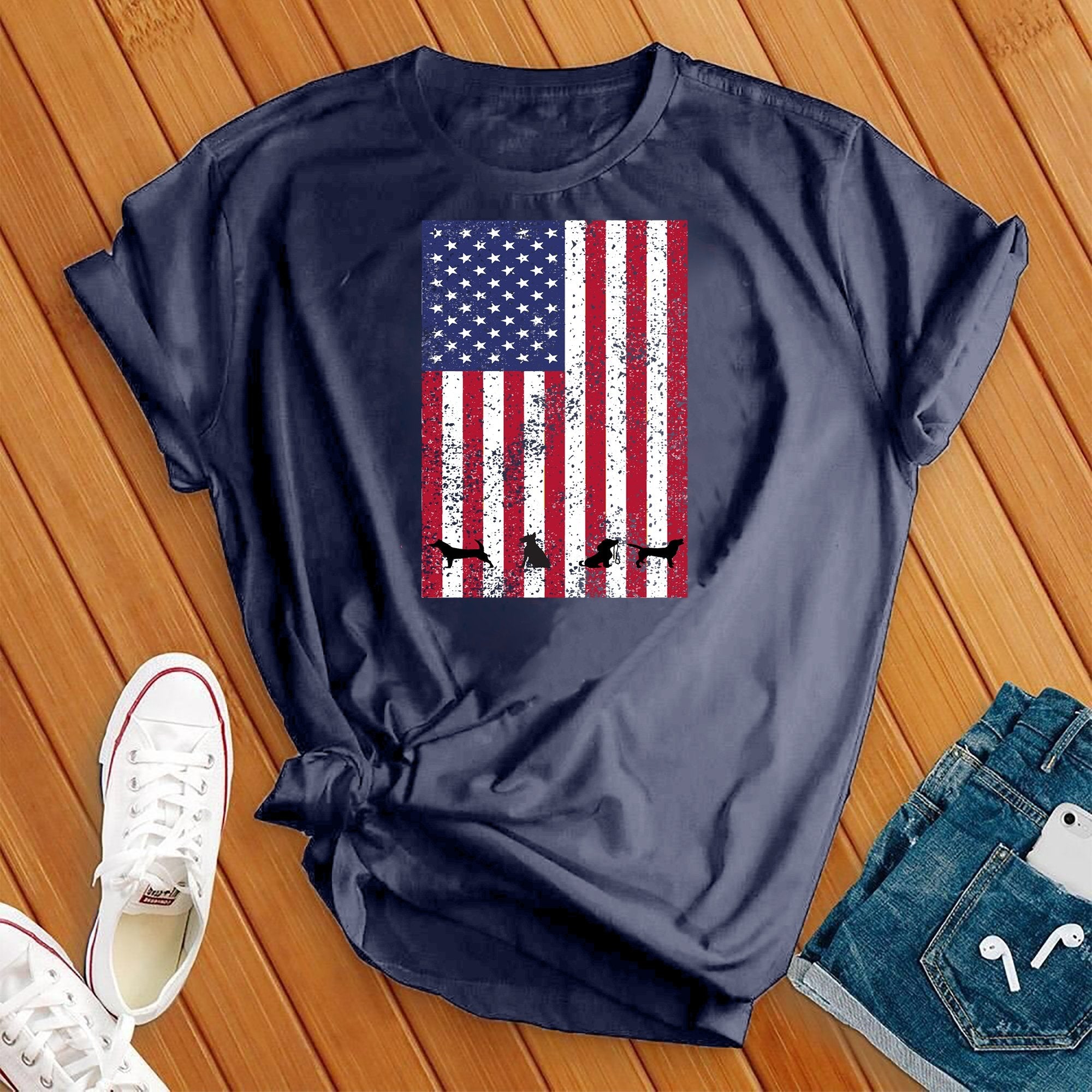 American Flag Dogs Tee - Love Tees