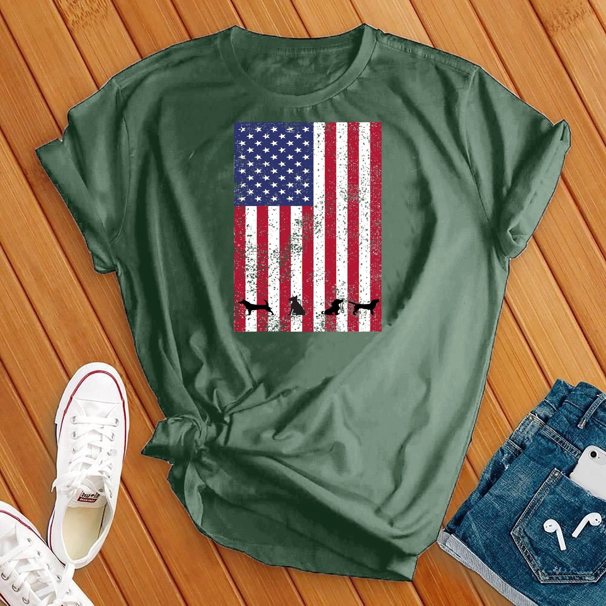 American Flag Dogs Tee - Love Tees