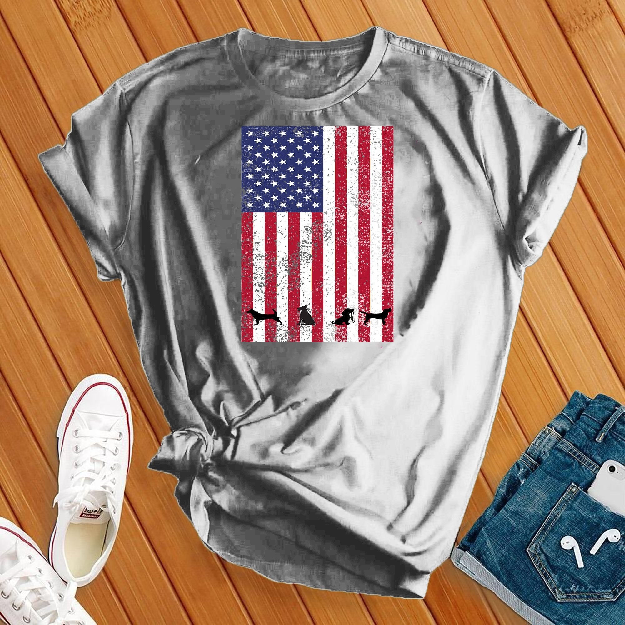 American Flag Dogs Tee - Love Tees