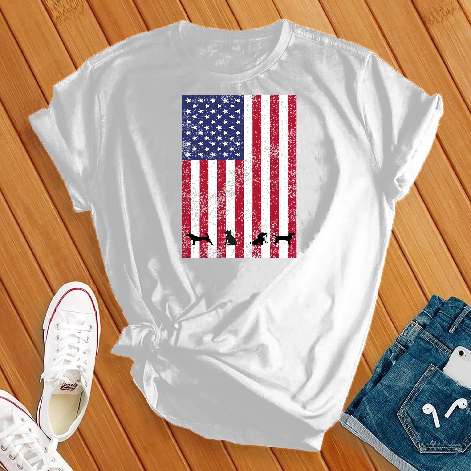 American Flag Dogs Tee - Love Tees