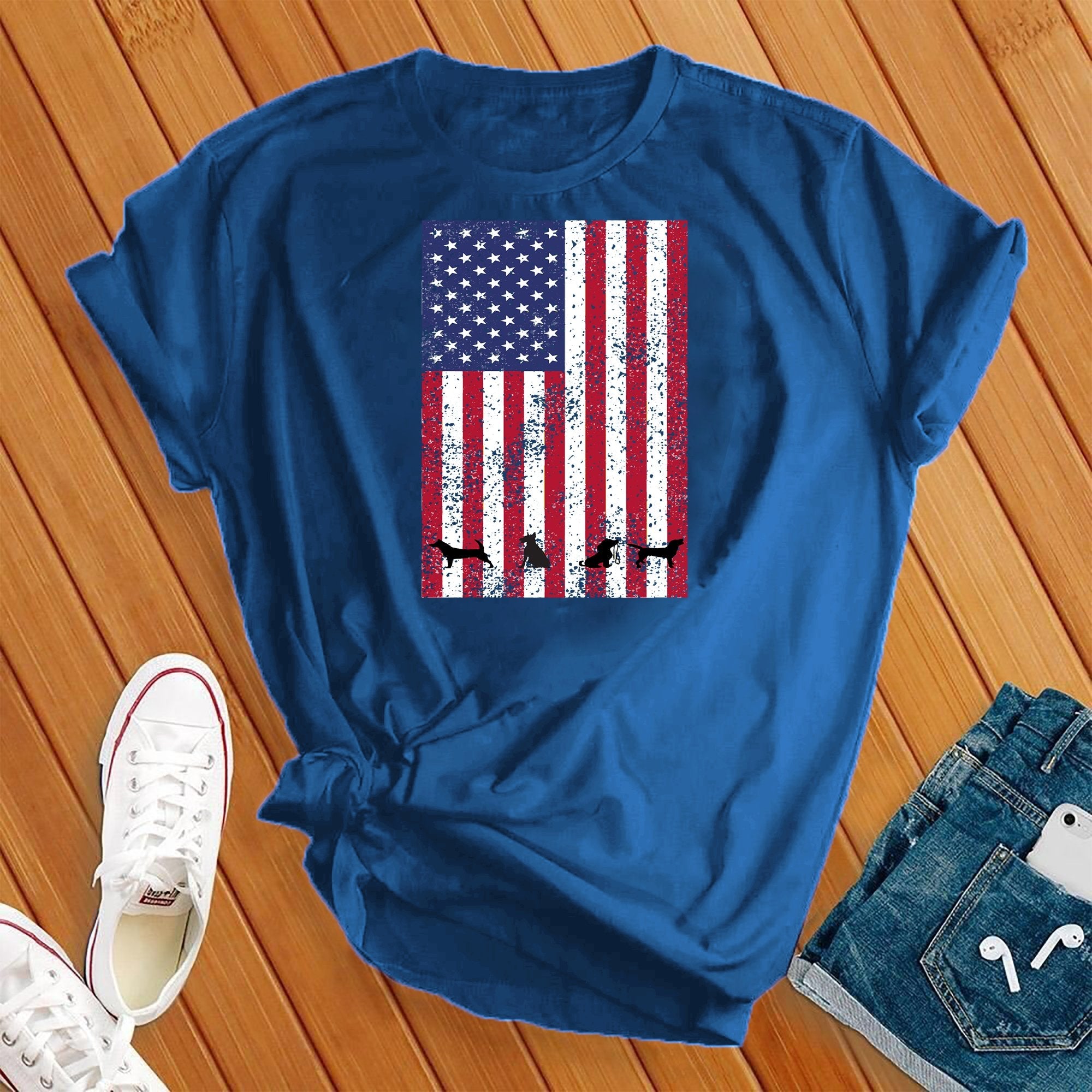 American Flag Dogs Tee - Love Tees