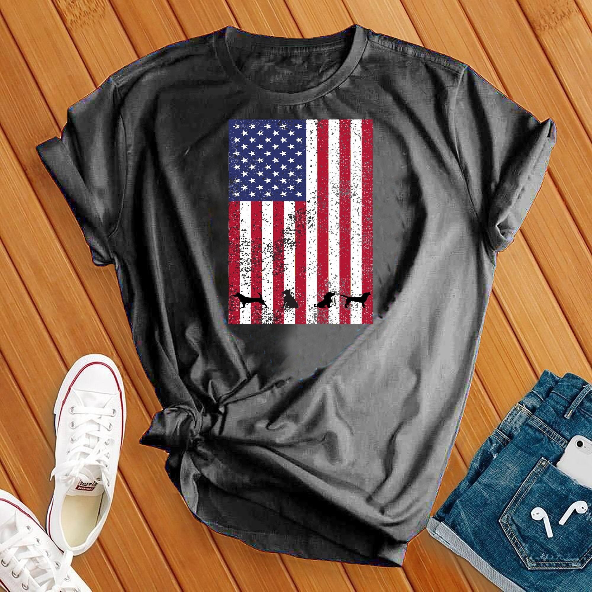 American Flag Dogs Tee - Love Tees