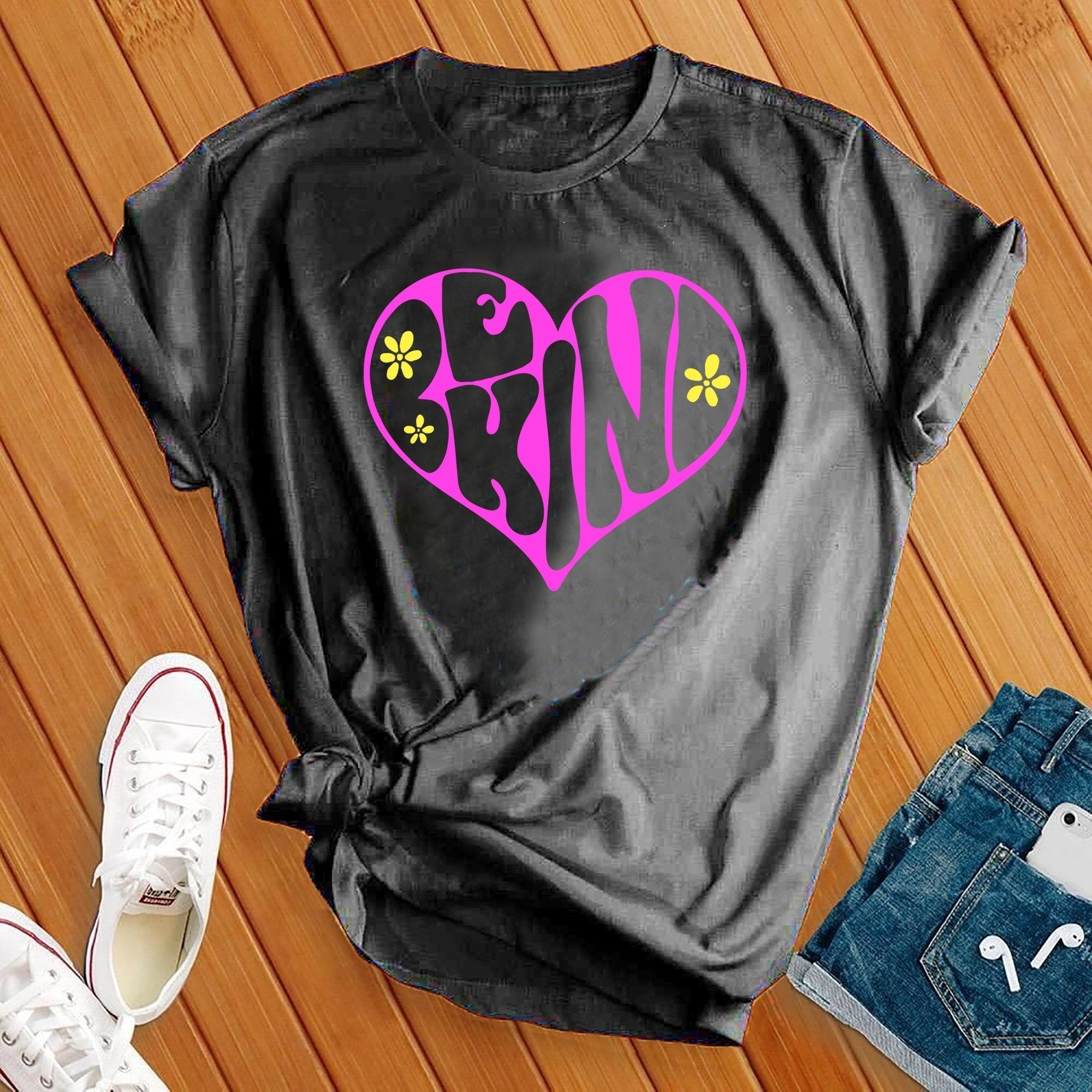 Be Kind Flower Heart Tee - Love Tees