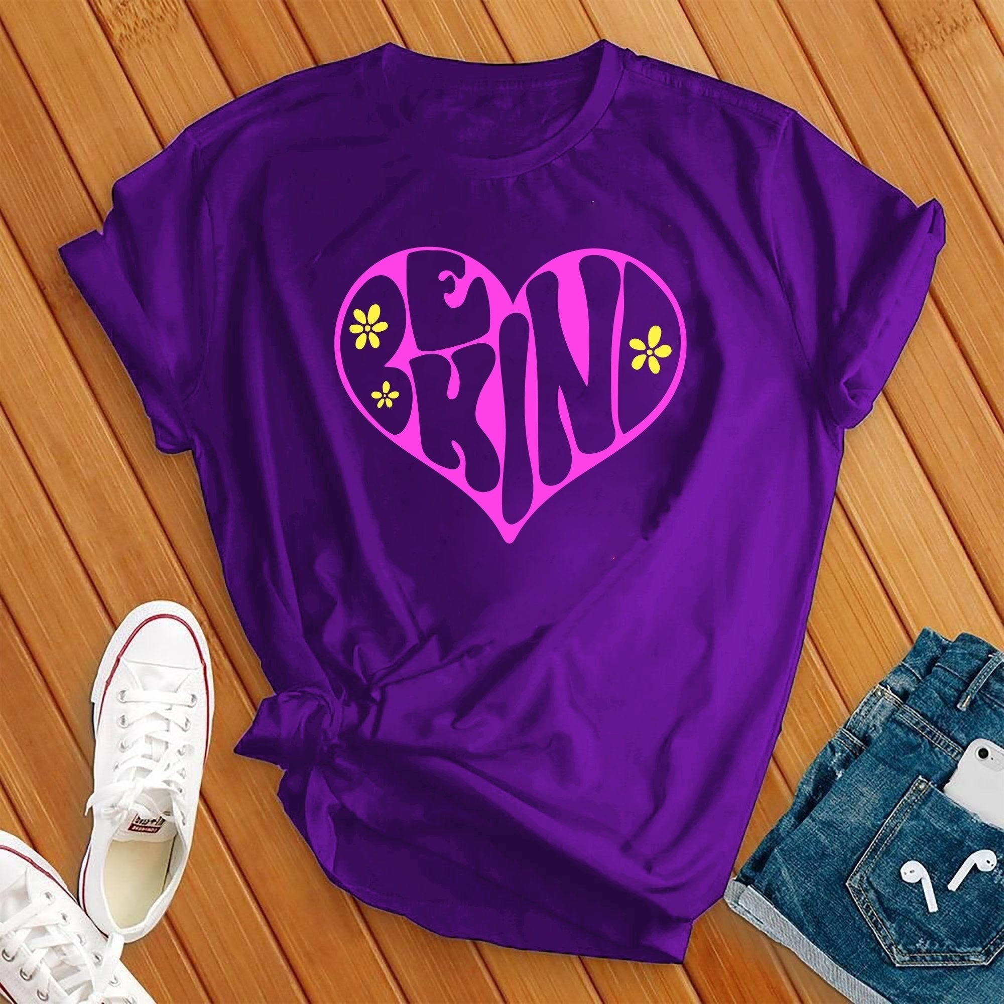 Be Kind Flower Heart Tee - Love Tees