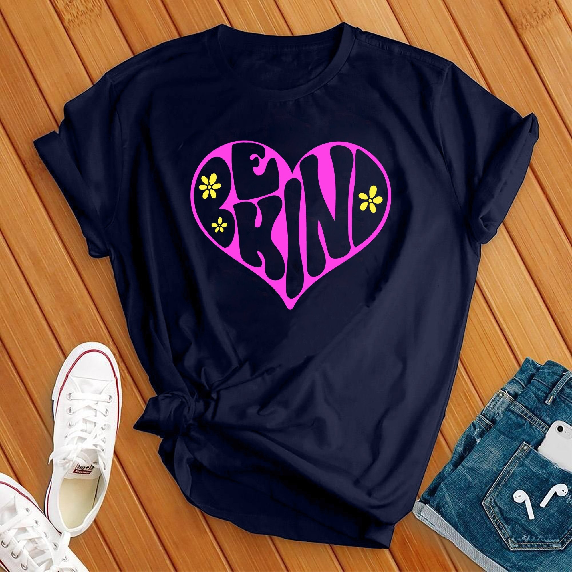 Be Kind Flower Heart Tee - Love Tees