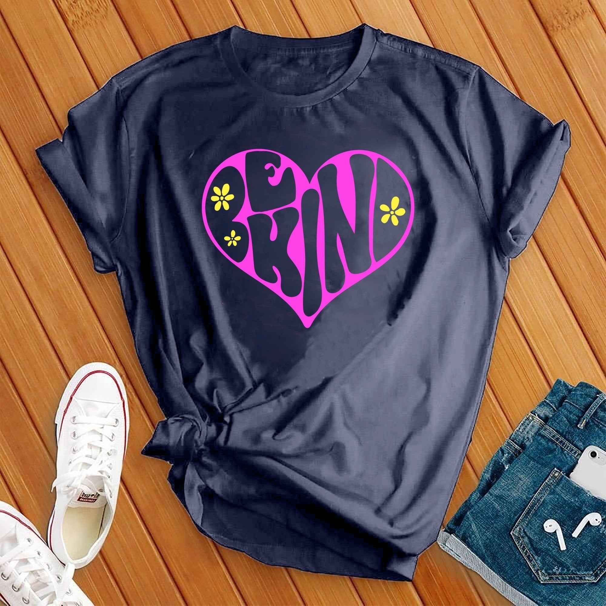 Be Kind Flower Heart Tee - Love Tees