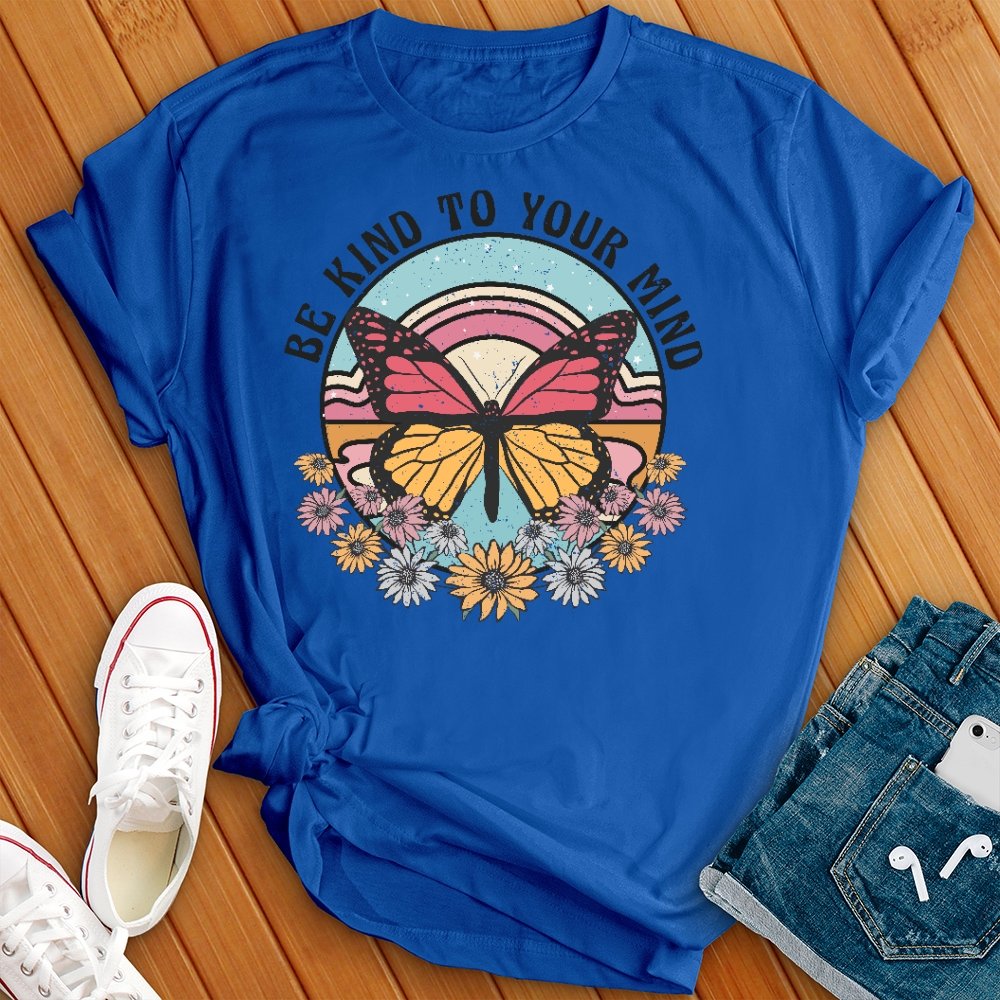 Be Kind to Your Mind Floral Retro T- Shirt - Love Tees