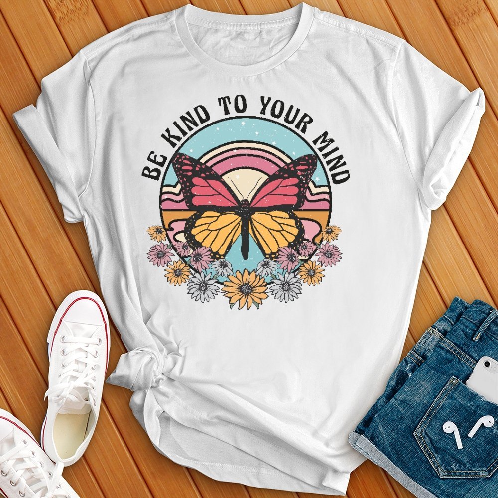 Be Kind to Your Mind Floral Retro T- Shirt - Love Tees