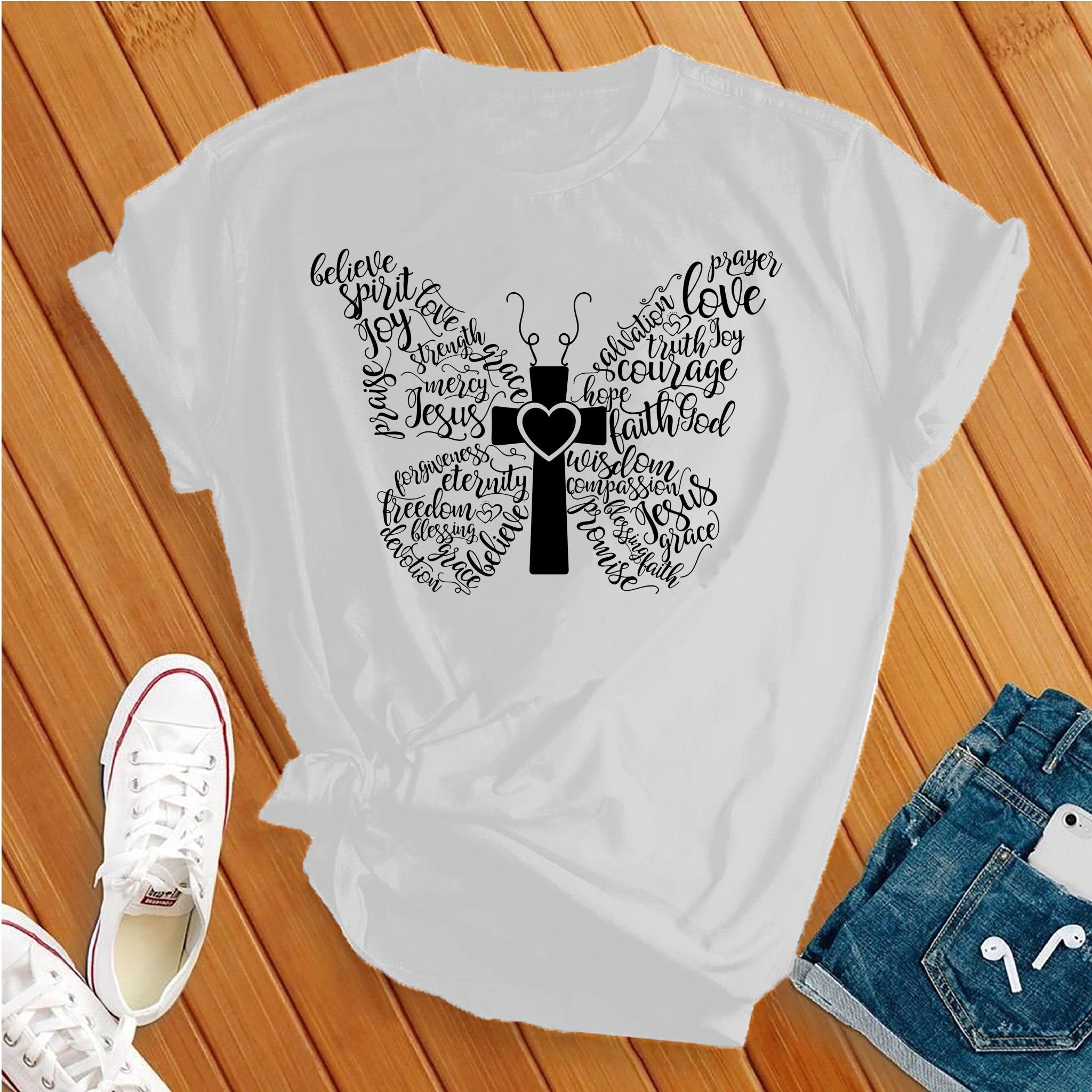 Butterfly Cross Faith Tee - Love Tees