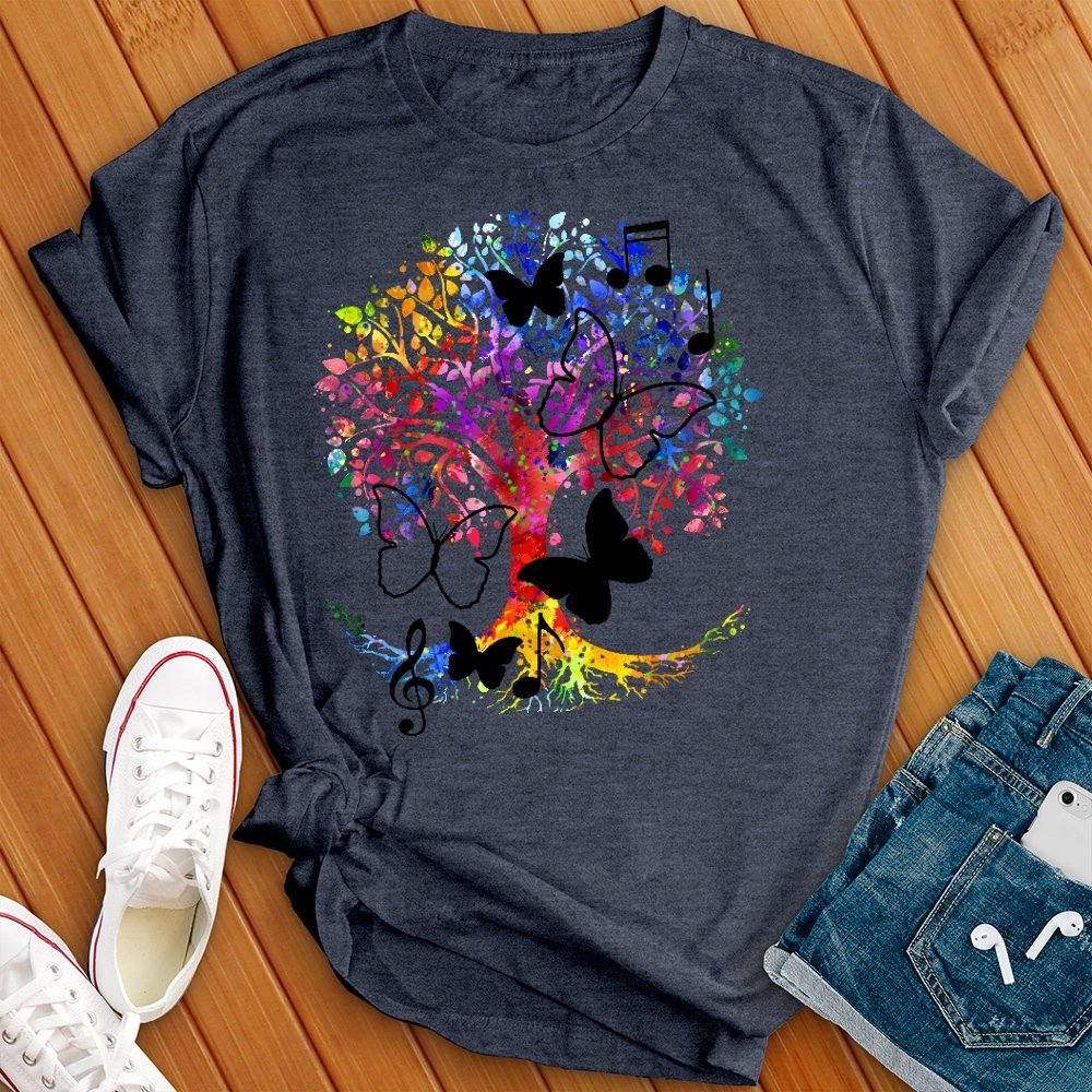 Butterfly Music Tree T- Shirt - Love Tees