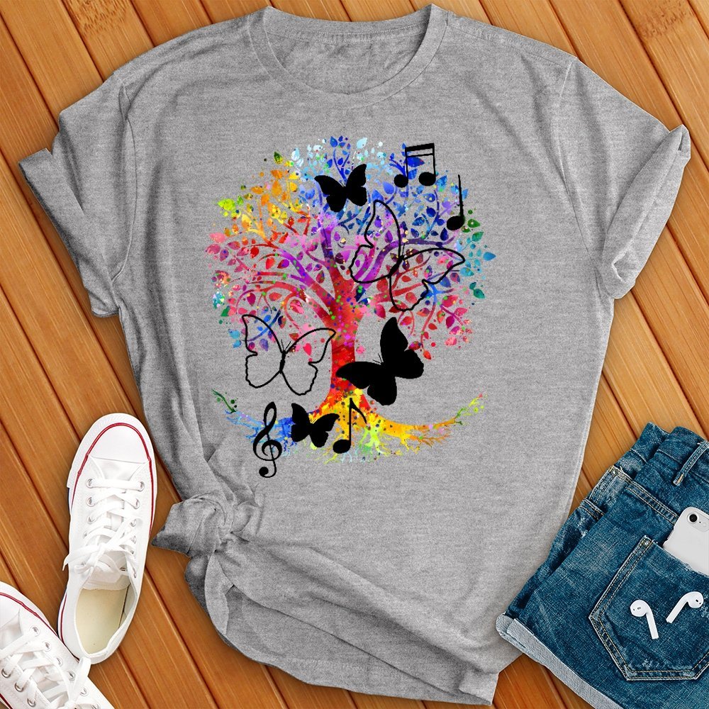 Butterfly Music Tree T- Shirt - Love Tees