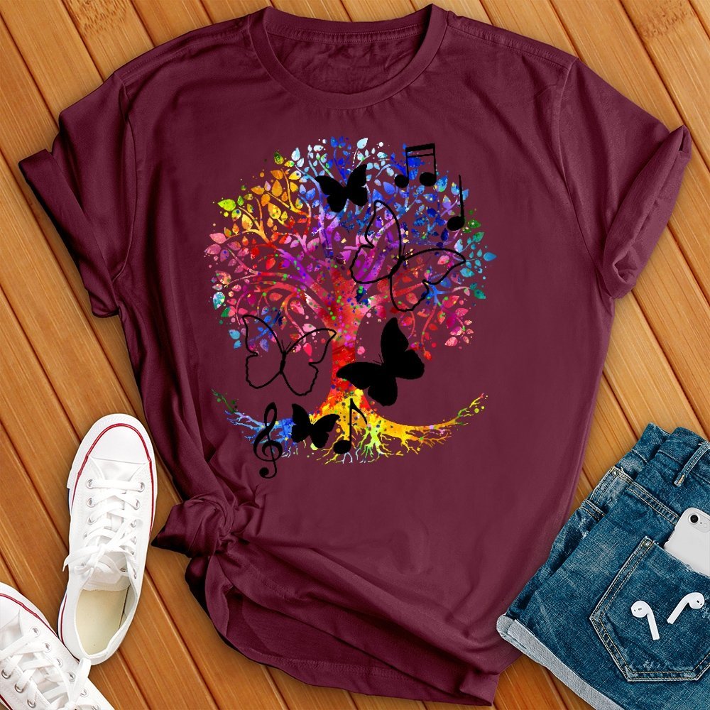 Butterfly Music Tree T- Shirt - Love Tees