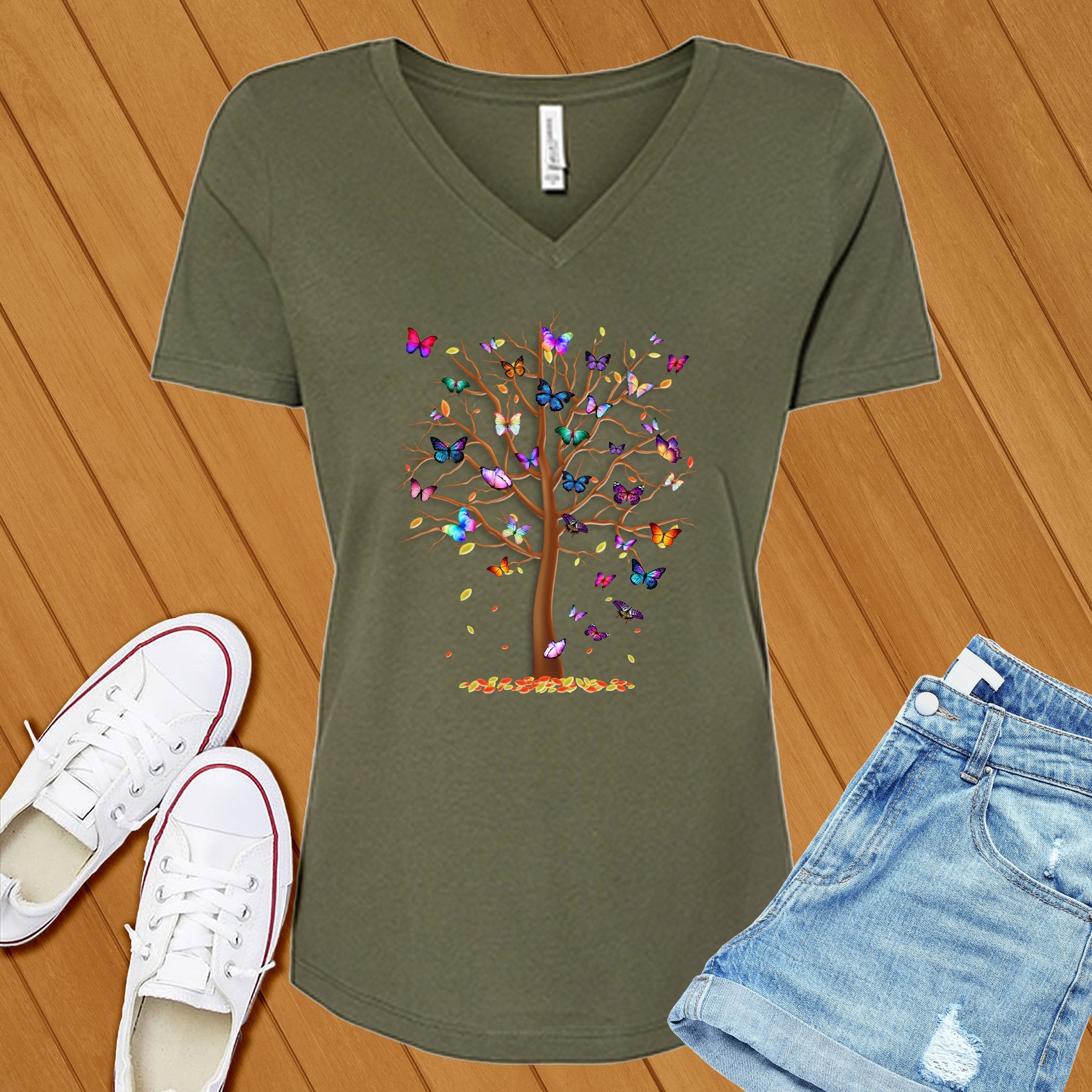 Butterfly Tree of Life V-Neck - Love Tees