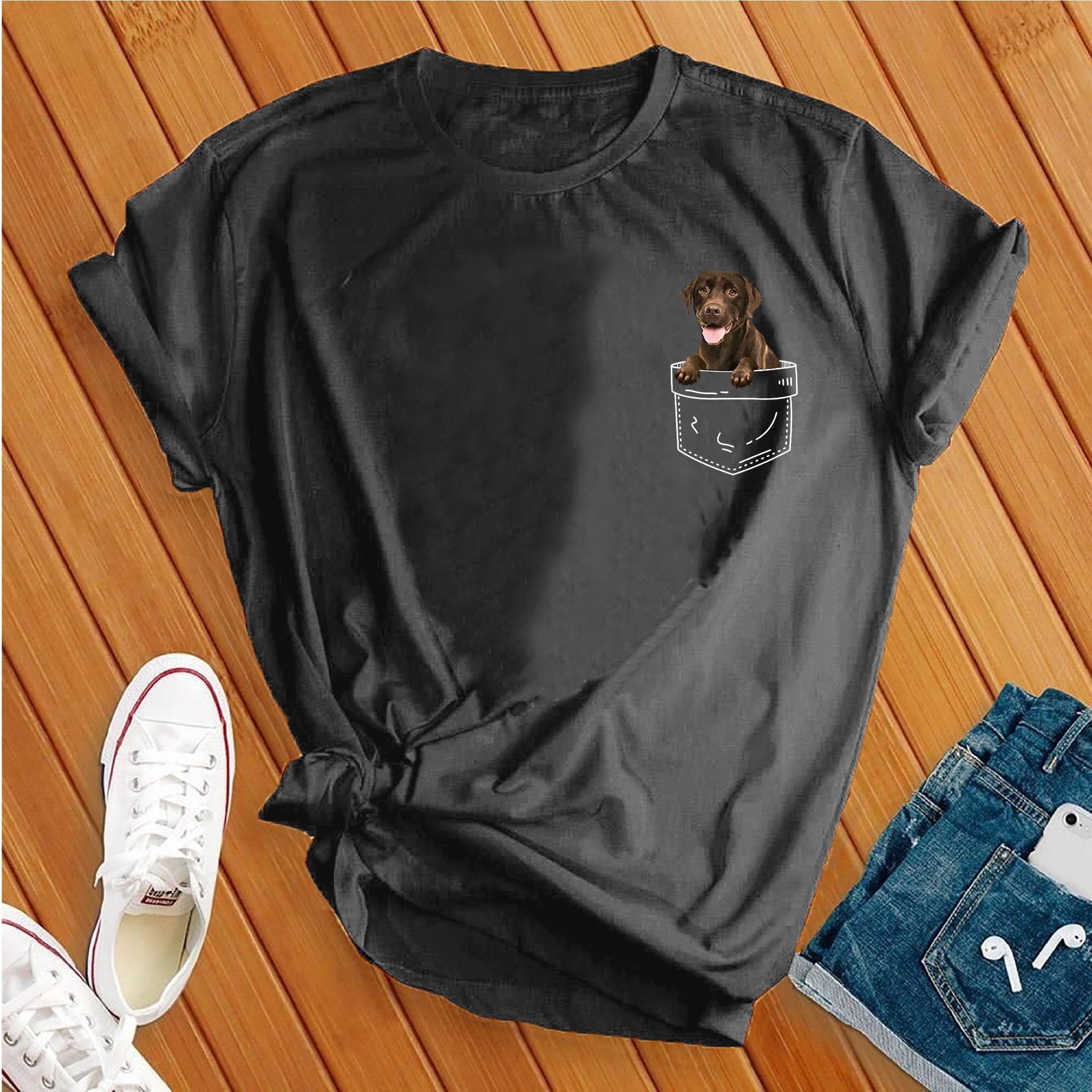 Cute Chocolate Lab Pocket Tee - Love Tees