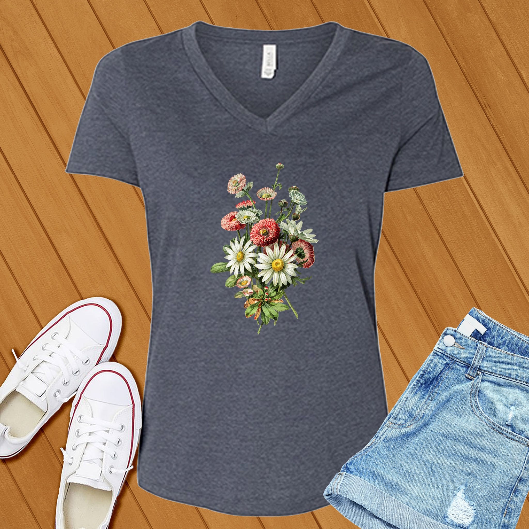 Daisy Wildflowers Botanical V-Neck - Love Tees