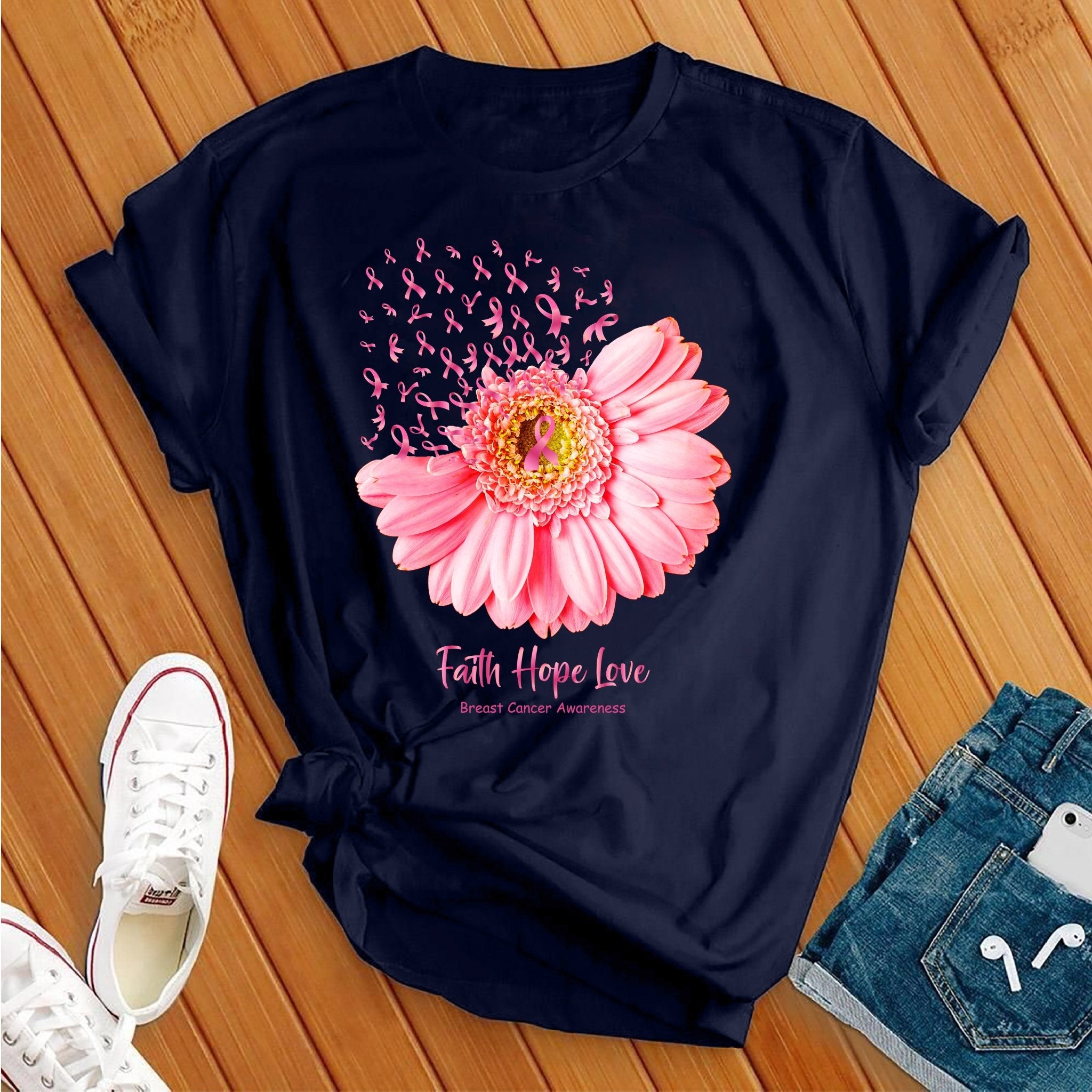 Faith Hope Love Breast Cancer Awareness Tee - Love Tees