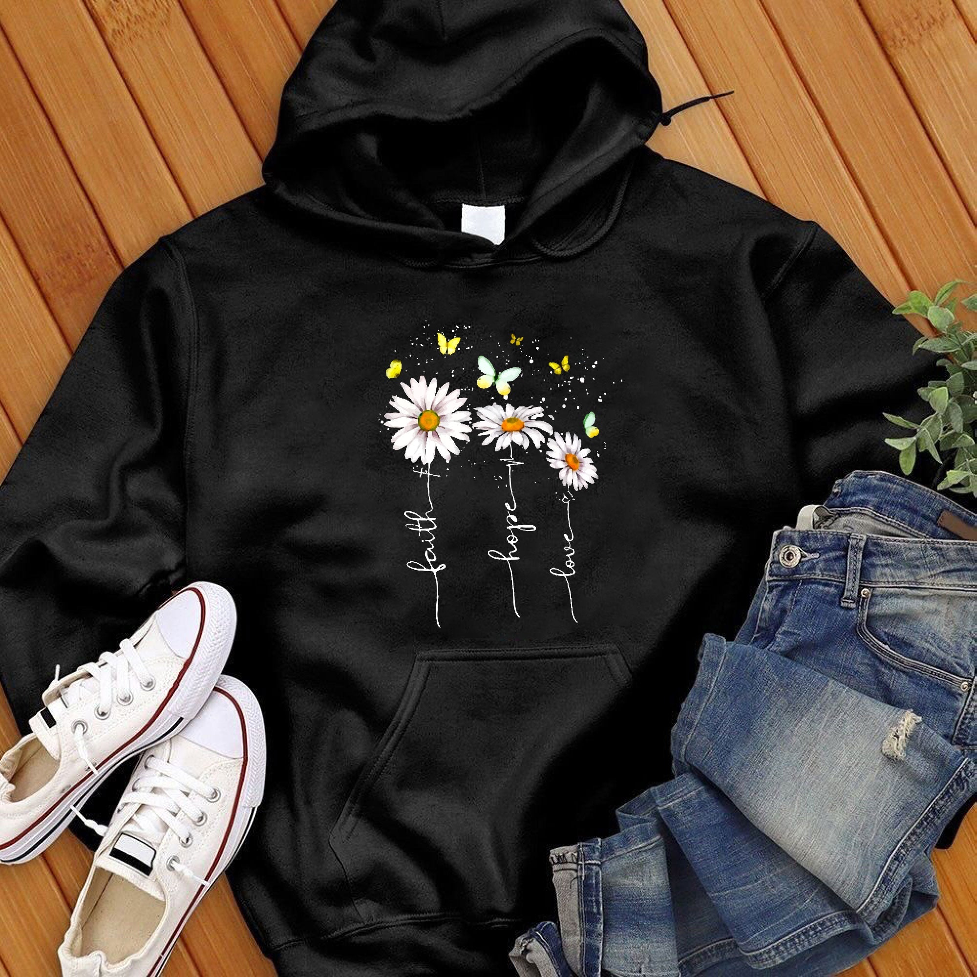 Faith Hope Love Flowers Hoodie - Love Tees