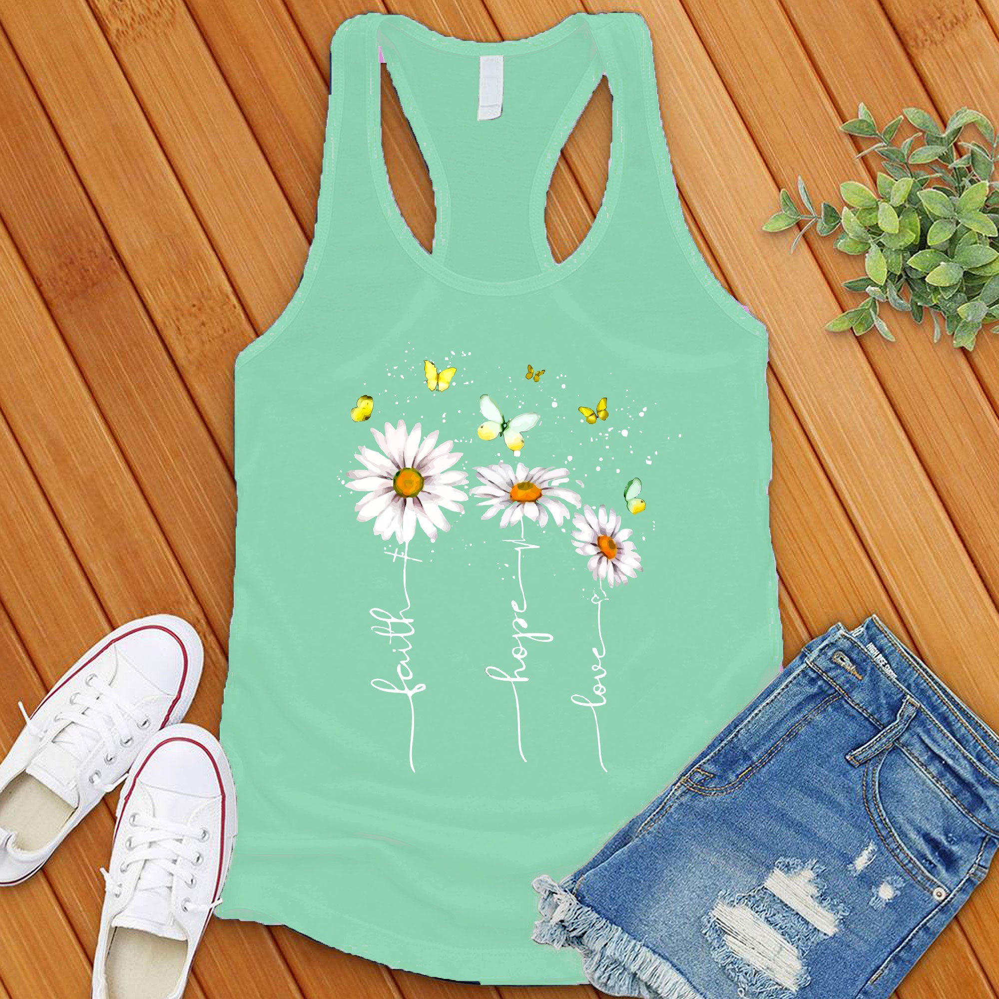 Faith Hope Love Flowers Women's Tank Top - Love Tees