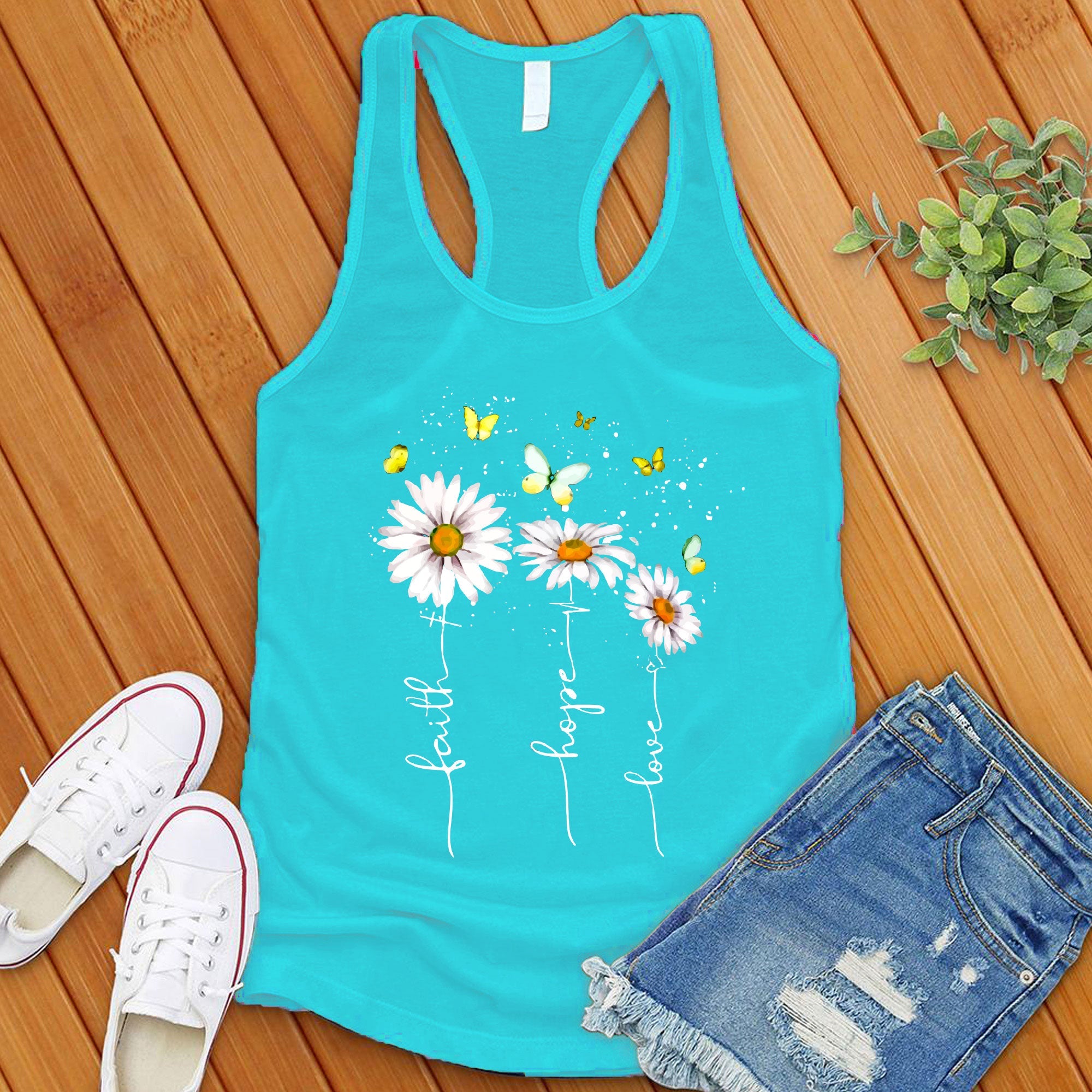 Faith Hope Love Flowers Women's Tank Top - Love Tees