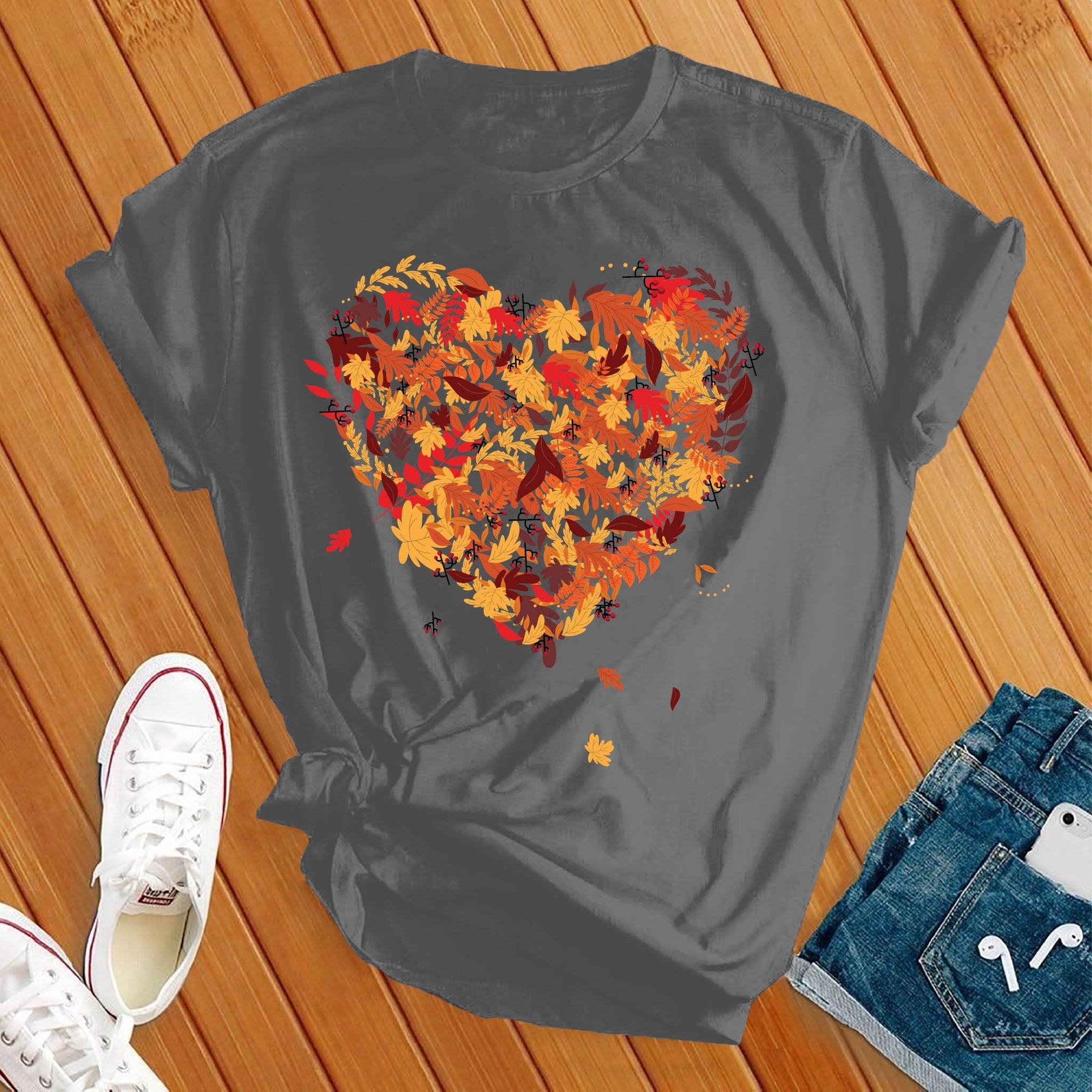 Fall Leaves Heart Tee - Love Tees