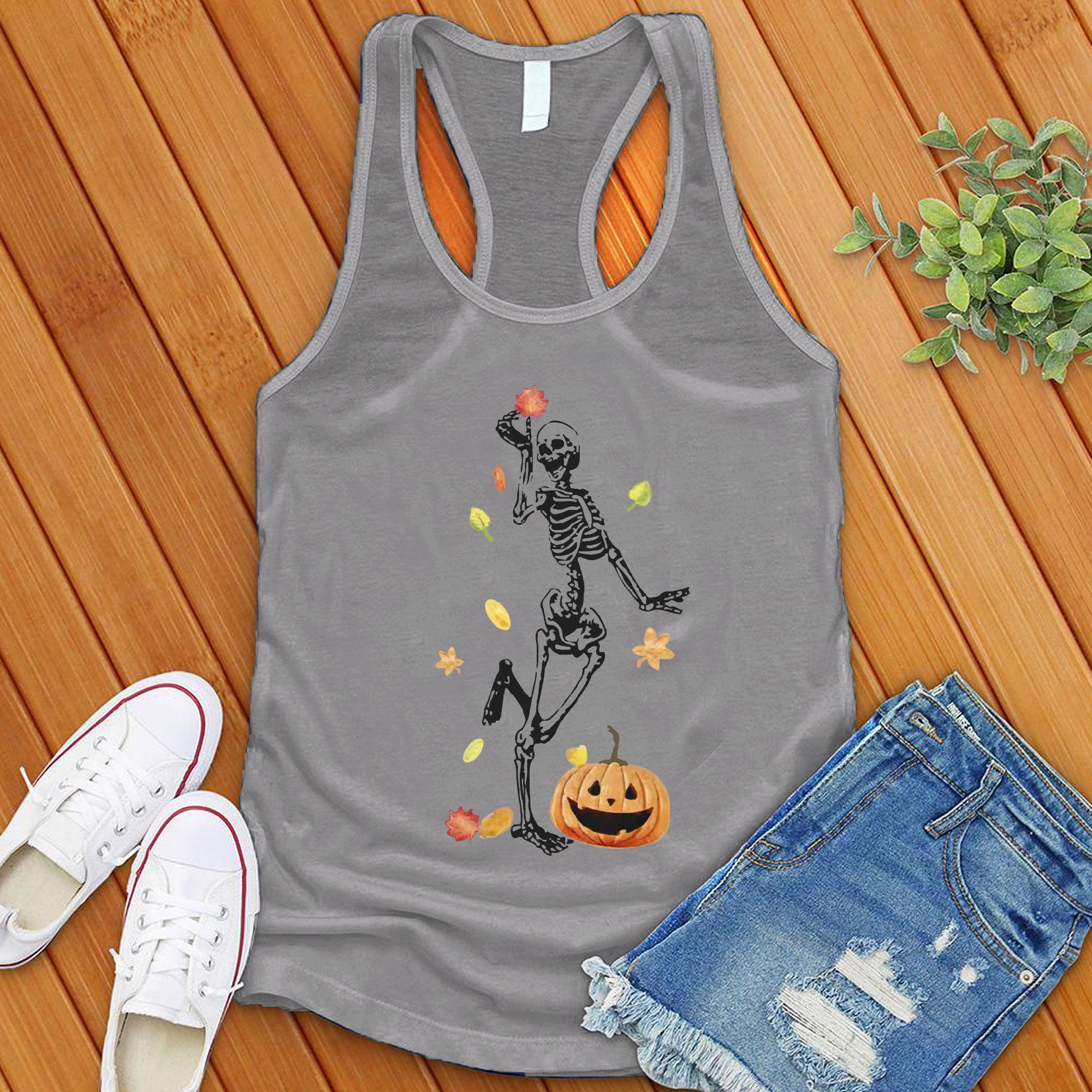 Fall Skeleton Pumpkin Women's Tank Top - Love Tees