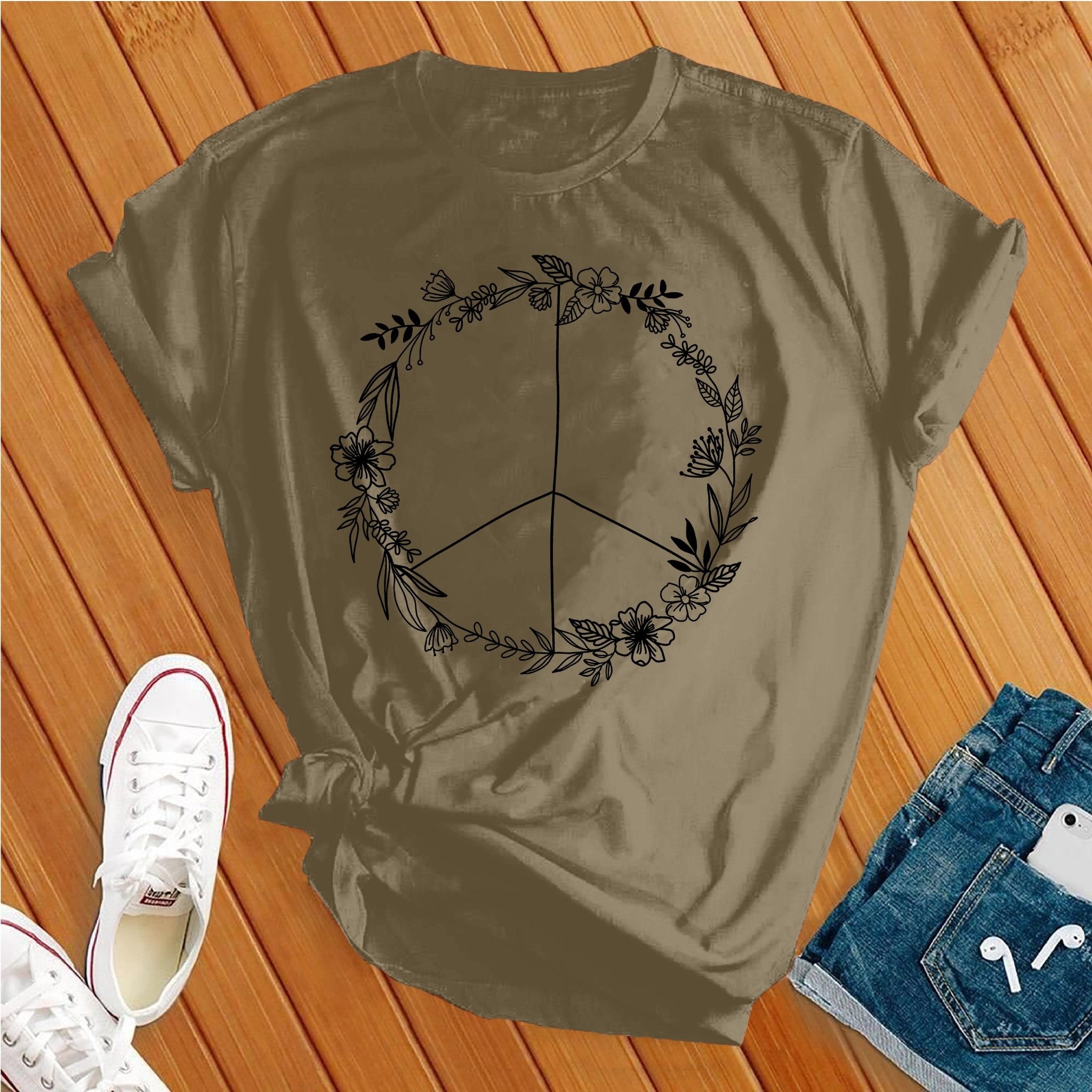 Floral Peace Symbol Tee - Love Tees