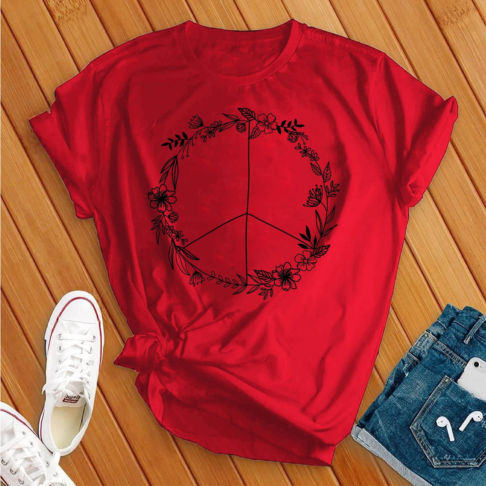 Floral Peace Symbol Tee - Love Tees