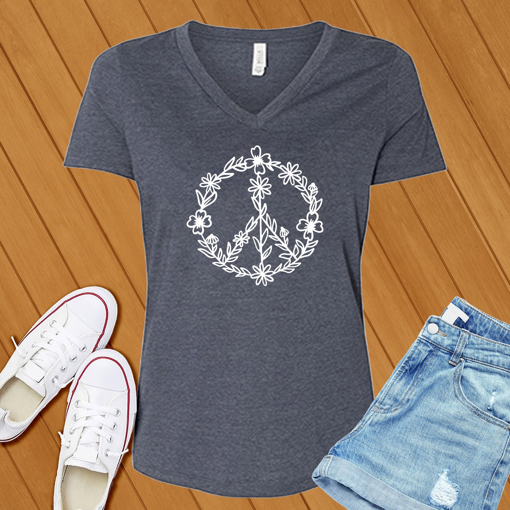 Floral Peace V-Neck - Love Tees