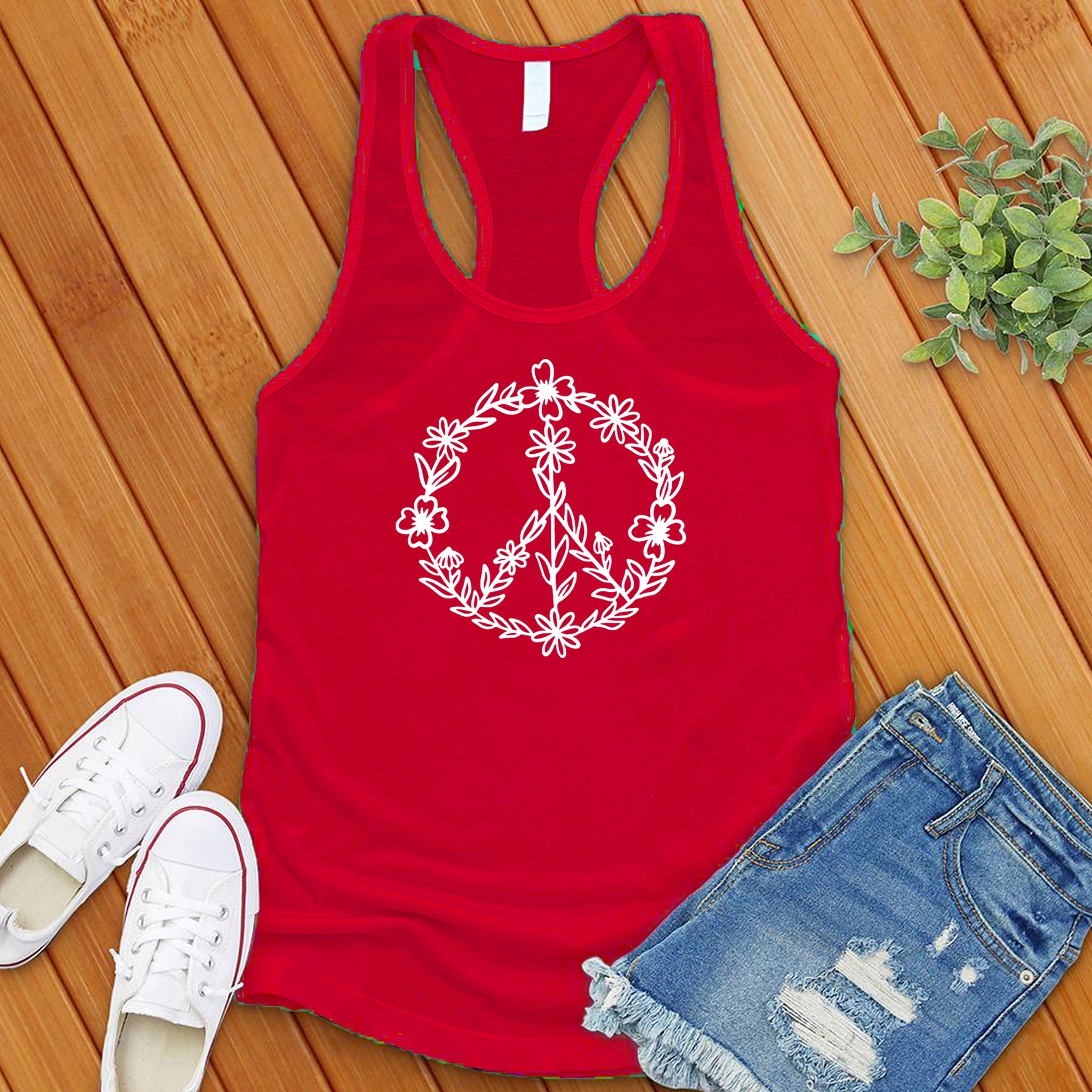 Floral Peace Women's Tank Top - Love Tees