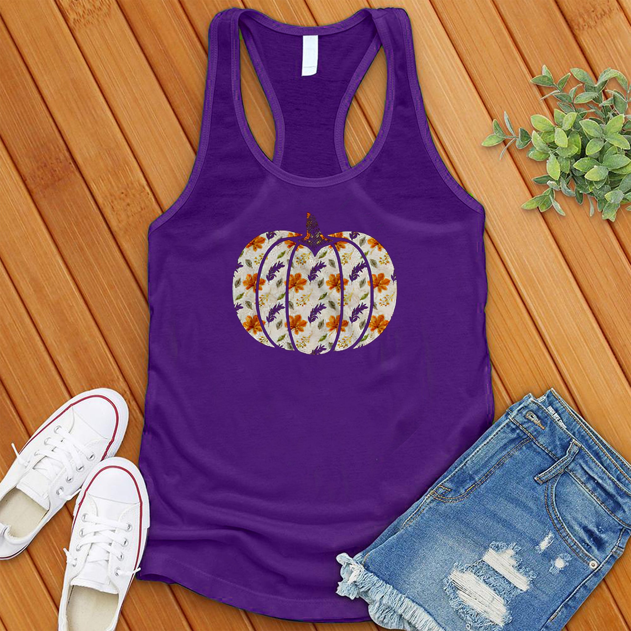 Floral Pumpkin Women's Tank Top - Love Tees