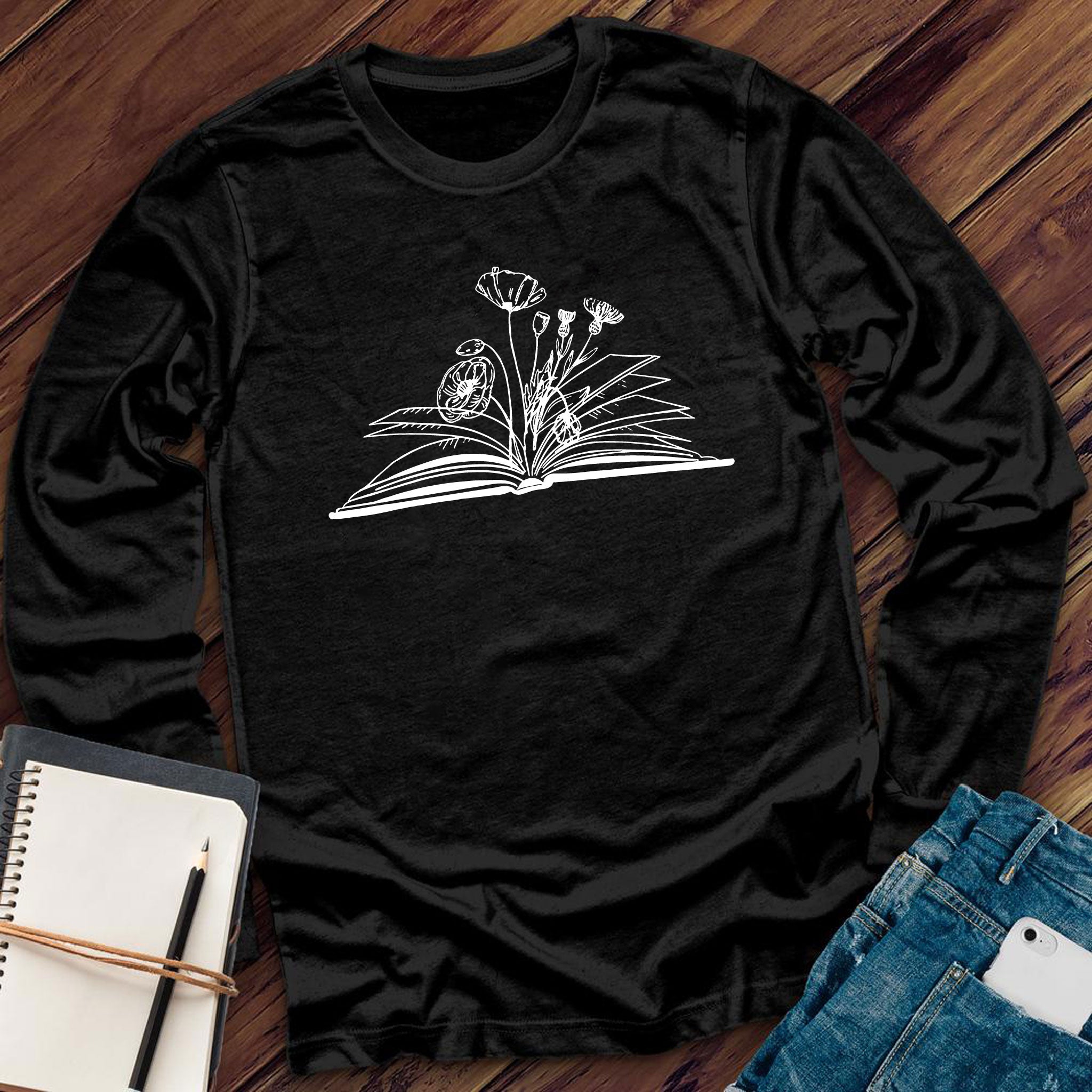 Flower Books Reader Long Sleeve - Love Tees