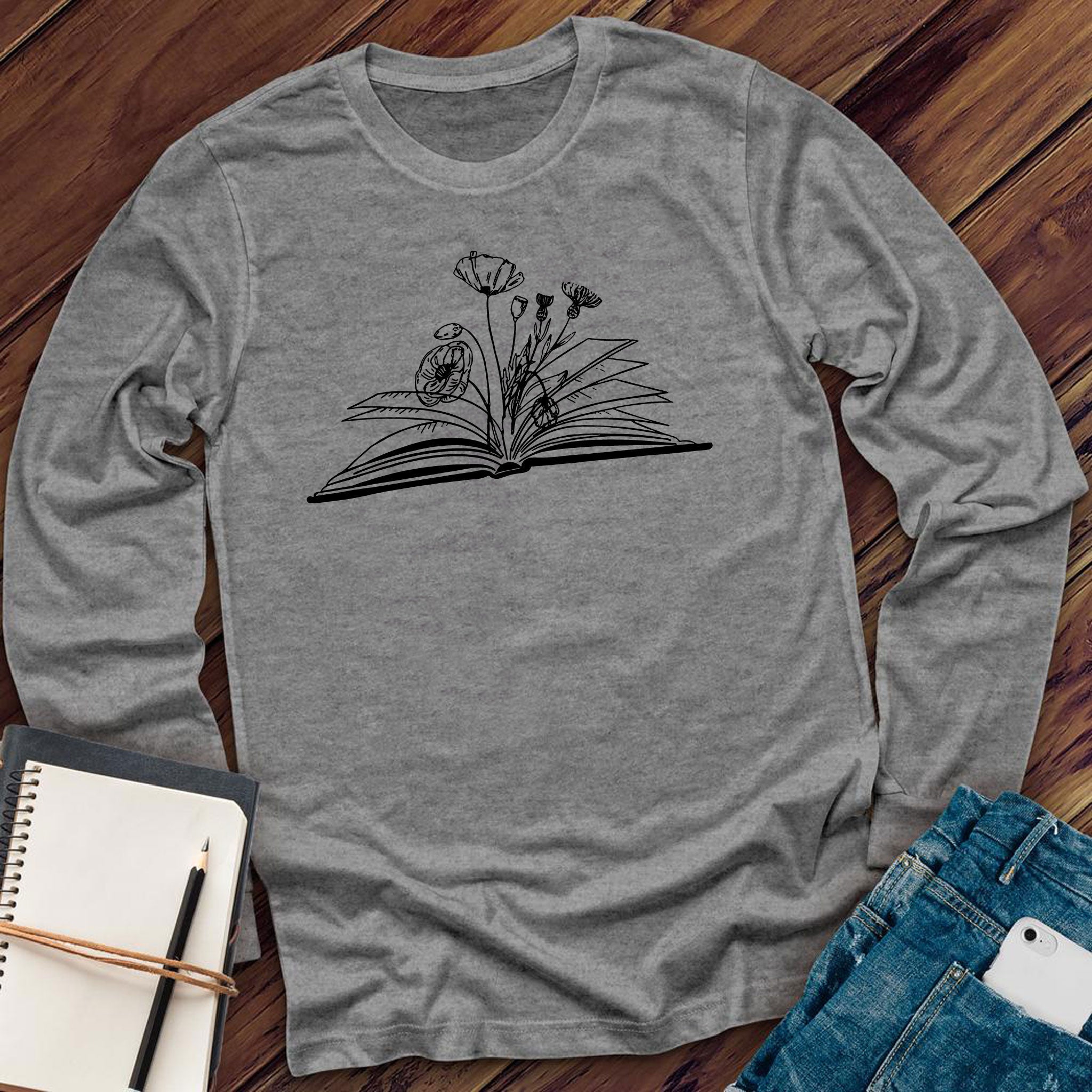 Flower Books Reader Long Sleeve - Love Tees