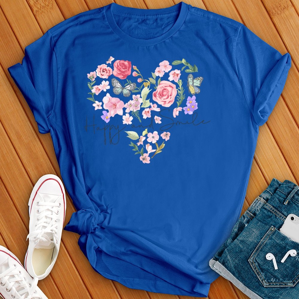 Happy Floral Heart Tee - Love Tees