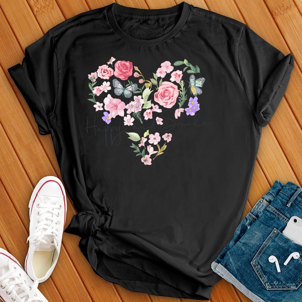 Happy Floral Heart Tee - Love Tees