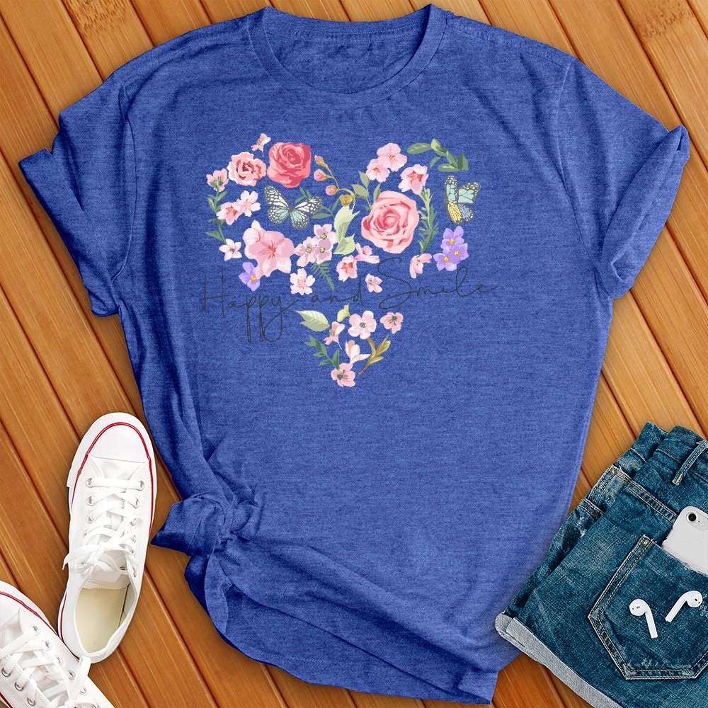 Happy Floral Heart Tee - Love Tees