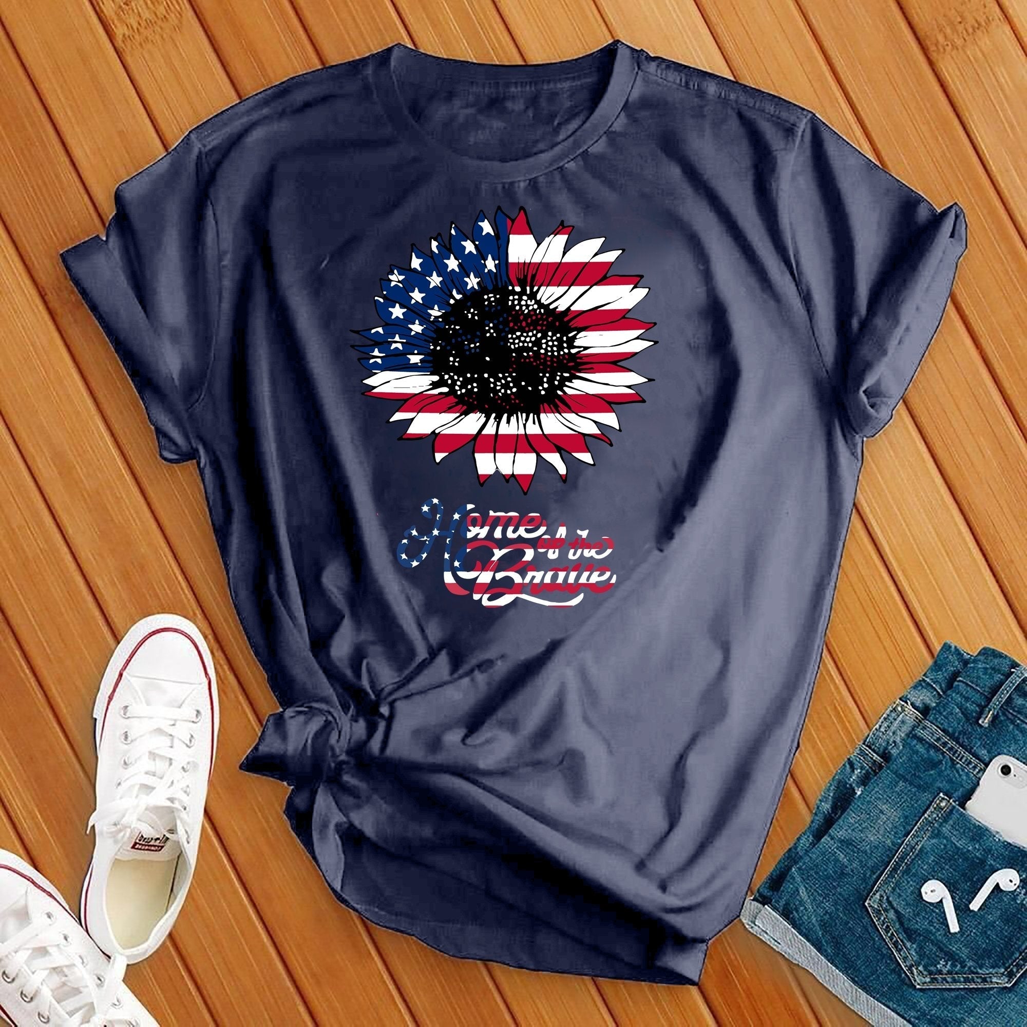 Home Of The Brave Flower 4th Of July Tee - Love Tees