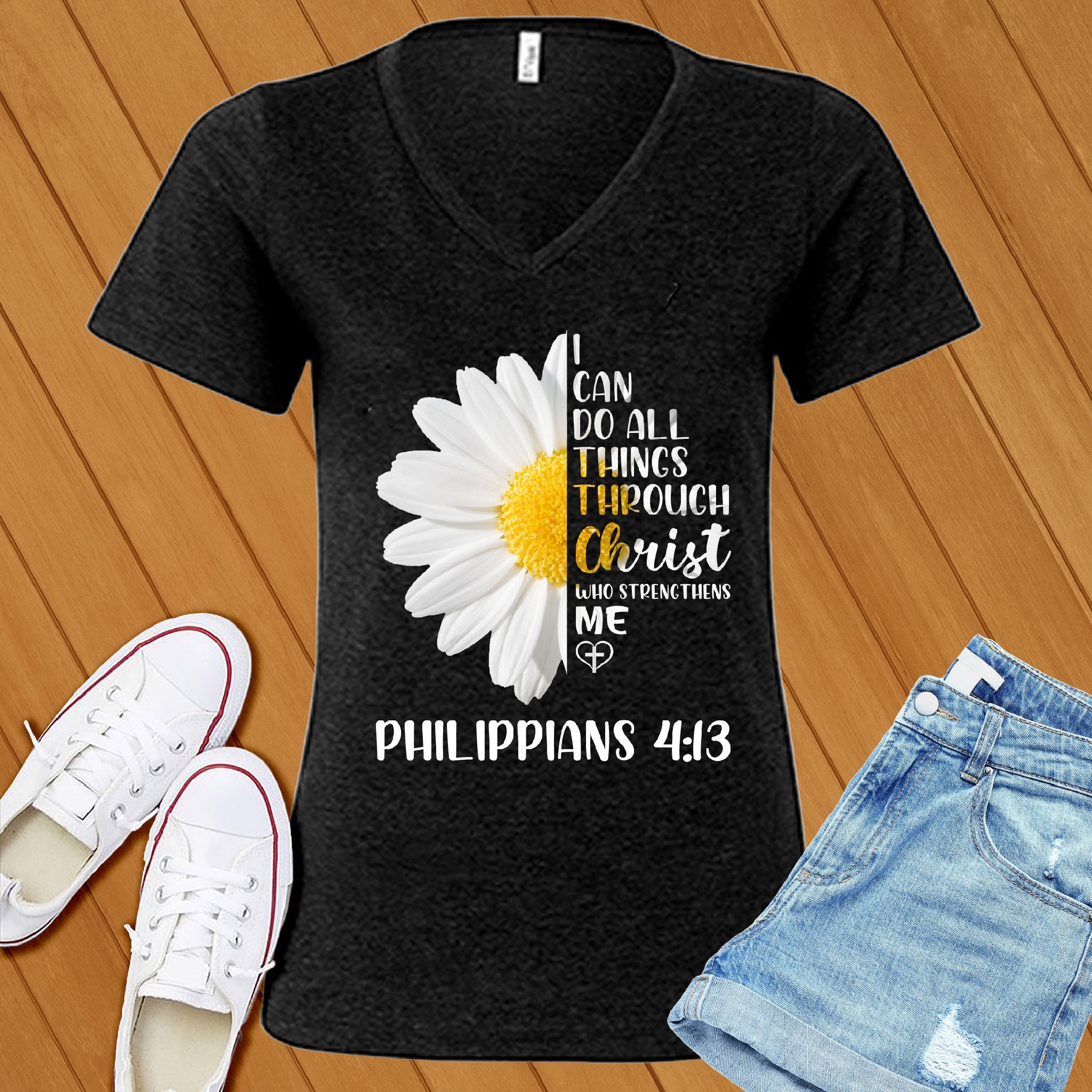 I Can Do All Things Flowers V-Neck - Love Tees