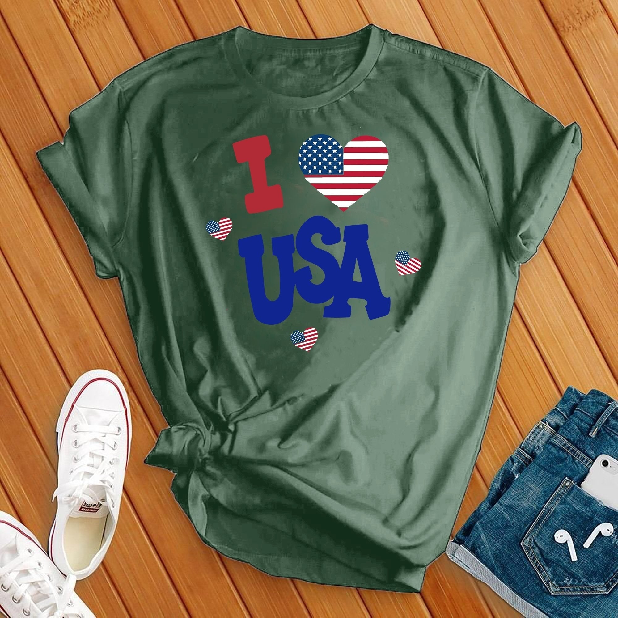 I Love USA Hearts Tee - Love Tees