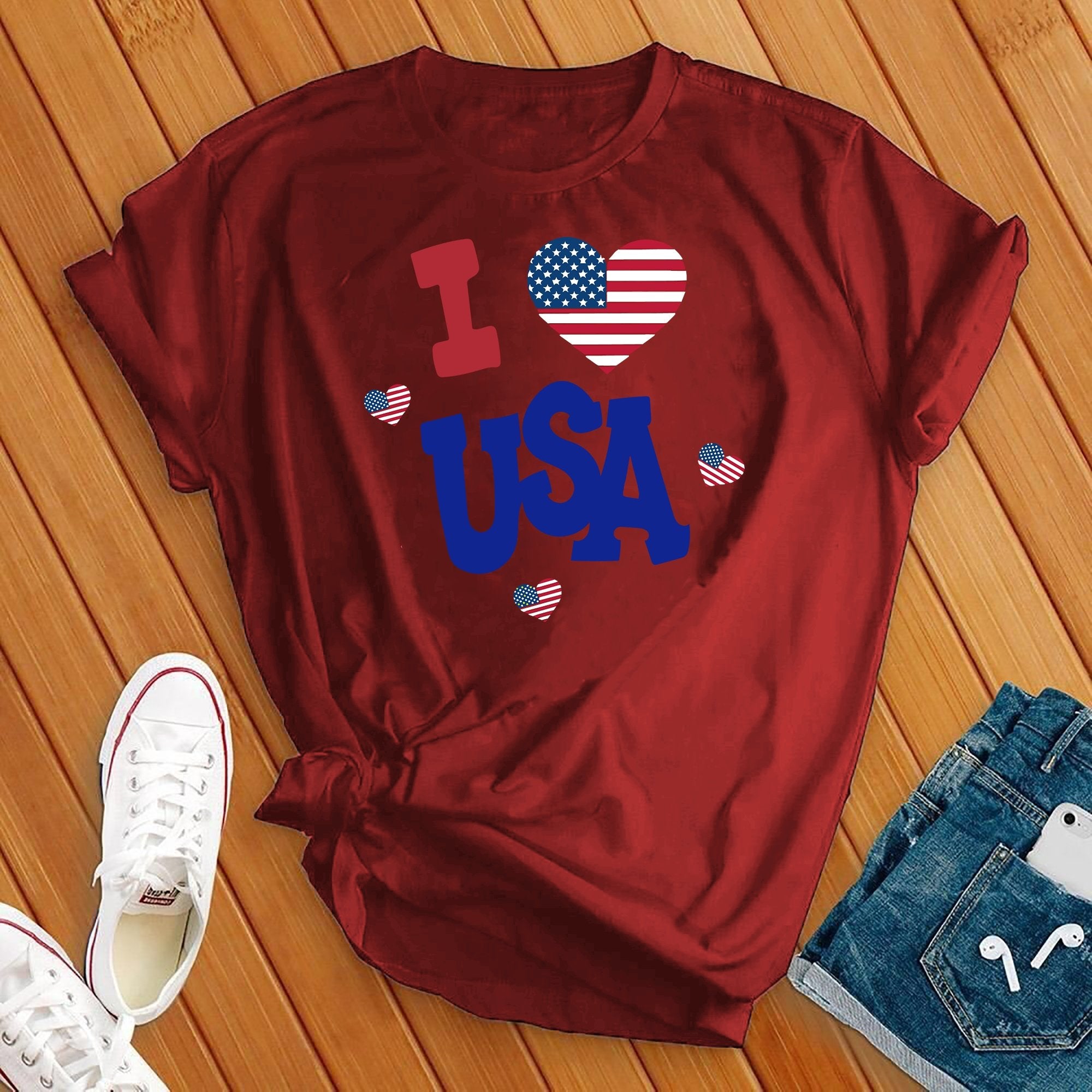 I Love USA Hearts Tee - Love Tees